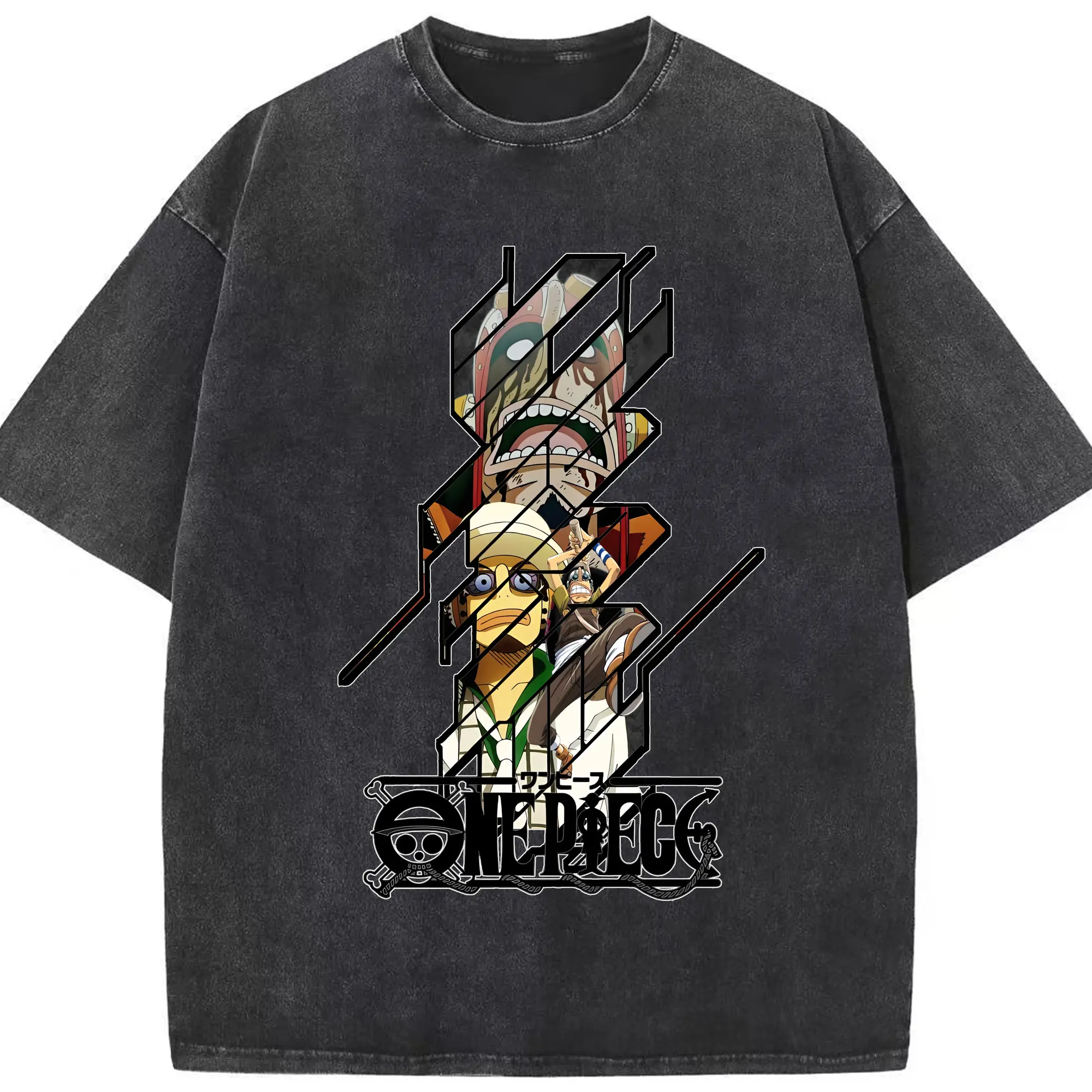 ワンピース グッズ ウソップ - 綿100％ ヴィンテージ風 半袖Tシャツ ・ フロントプリント ・ 柔らか肌触り ・ 通気性 快適 ・ スポーツ カジュアル 外出用