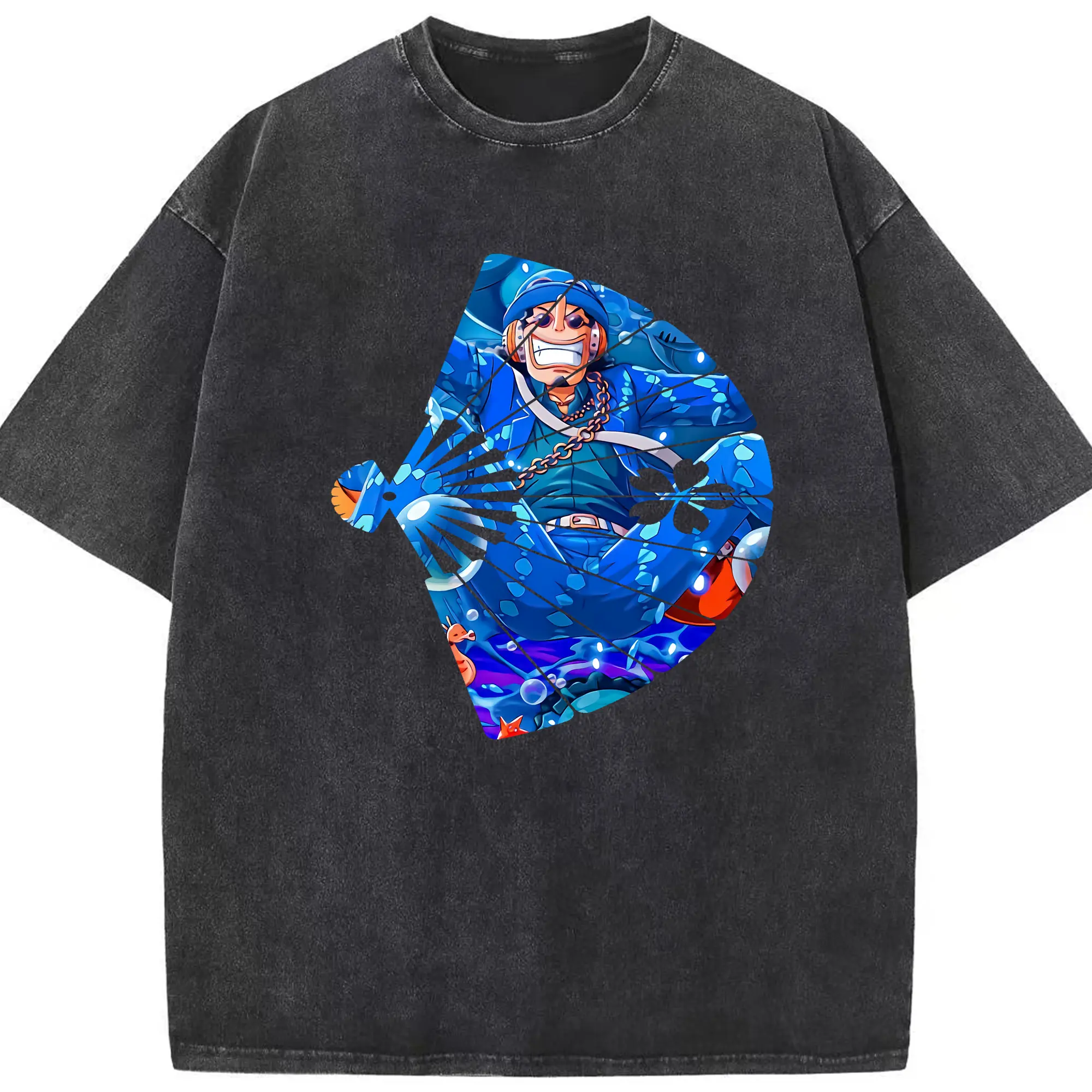 ワンピース グッズ ウソップ - 綿100％ ヴィンテージ風 半袖Tシャツ ・ フロントプリント ・ 柔らか肌触り ・ 通気性 快適 ・ スポーツ カジュアル 外出用