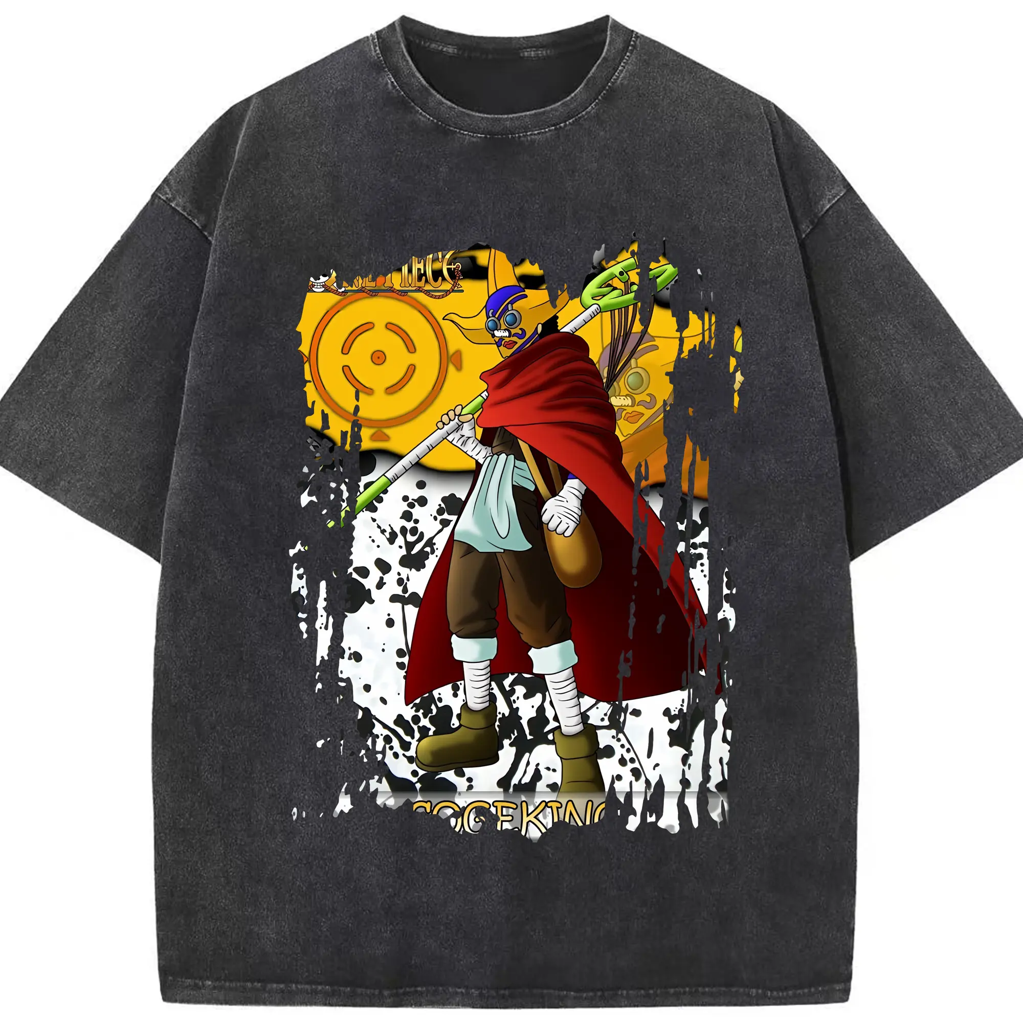 ワンピース グッズ ウソップ - 綿100％ ヴィンテージ風 半袖Tシャツ ・ フロントプリント ・ 柔らか肌触り ・ 通気性 快適 ・ スポーツ カジュアル 外出用