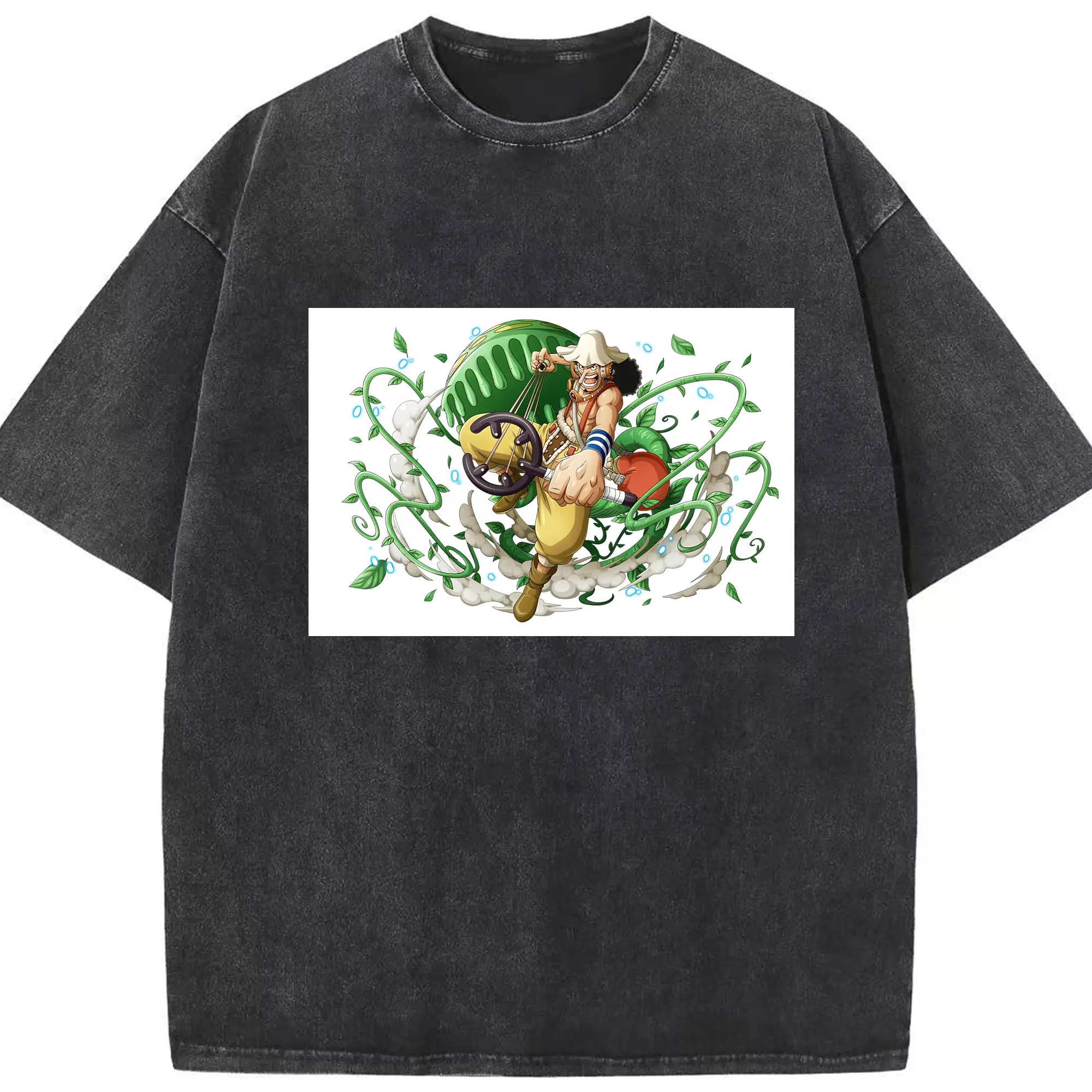 ワンピース グッズ ウソップ - 綿100％ ヴィンテージ風 半袖Tシャツ ・ フロントプリント ・ 柔らか肌触り ・ 通気性 快適 ・ スポーツ カジュアル 外出用