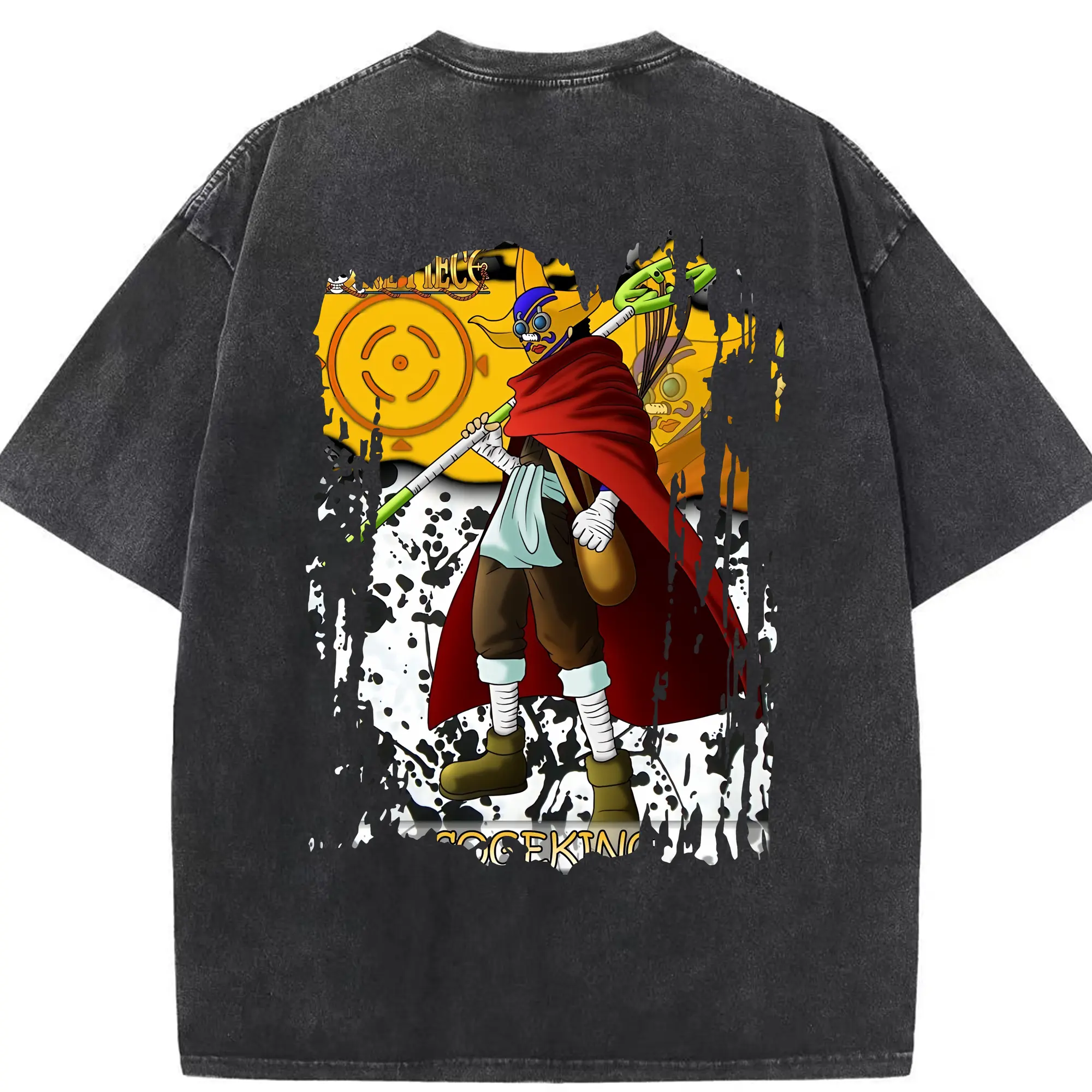 ワンピース グッズ ウソップ - 綿100％ ヴィンテージ風 半袖Tシャツ ・ 背面プリント ・ 柔らか肌触り ・ 通気性 快適 ・ スポーツ カジュアル 外出用