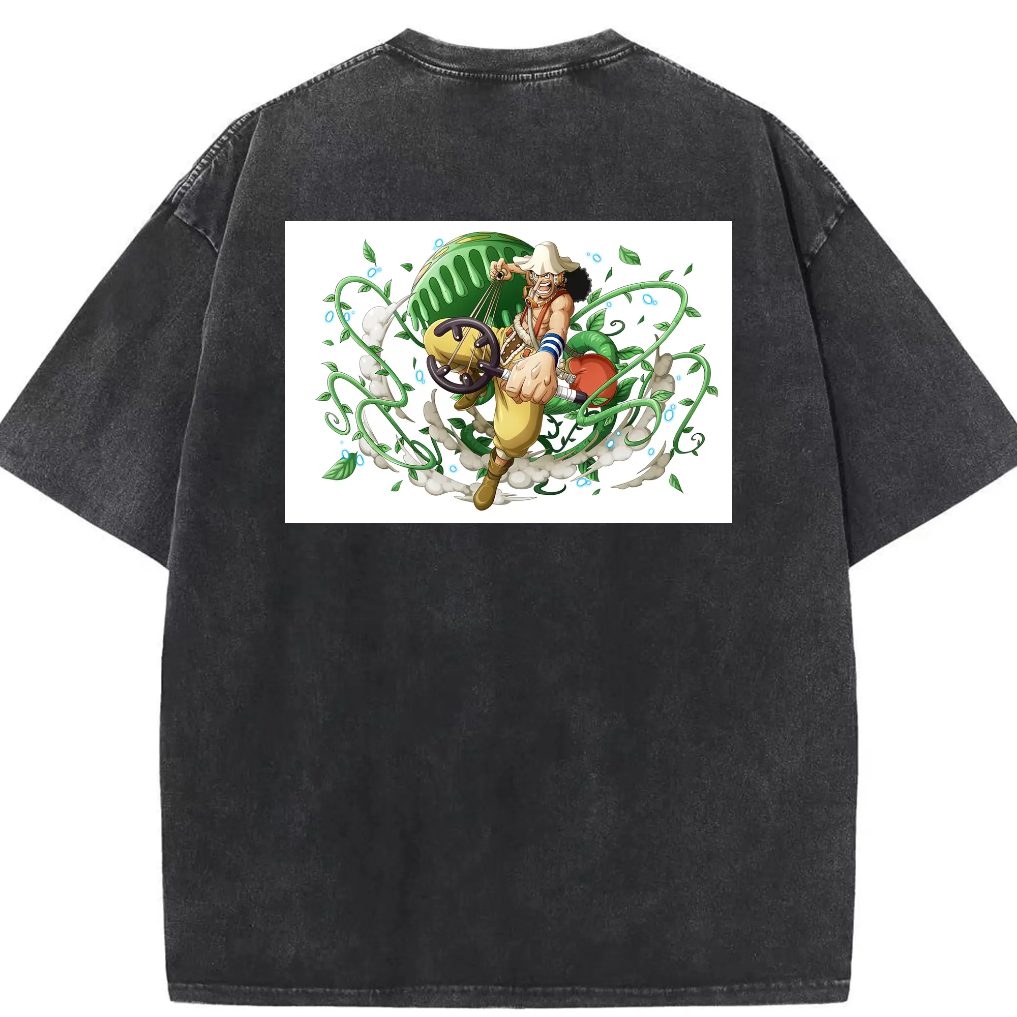 ワンピース グッズ ウソップ - 綿100％ ヴィンテージ風 半袖Tシャツ ・ 背面プリント ・ 柔らか肌触り ・ 通気性 快適 ・ スポーツ カジュアル 外出用