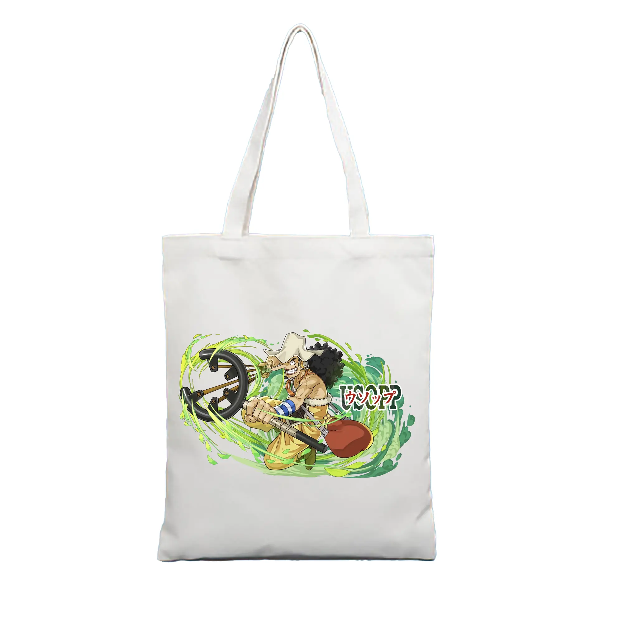 ワンピース グッズ ウソップ - 縦型キャンバス手提げバッグ（トートバッグ） ・ キャンバス素材 ・ ショッピング用 ・ 軽量 丈夫 お手入れ簡単