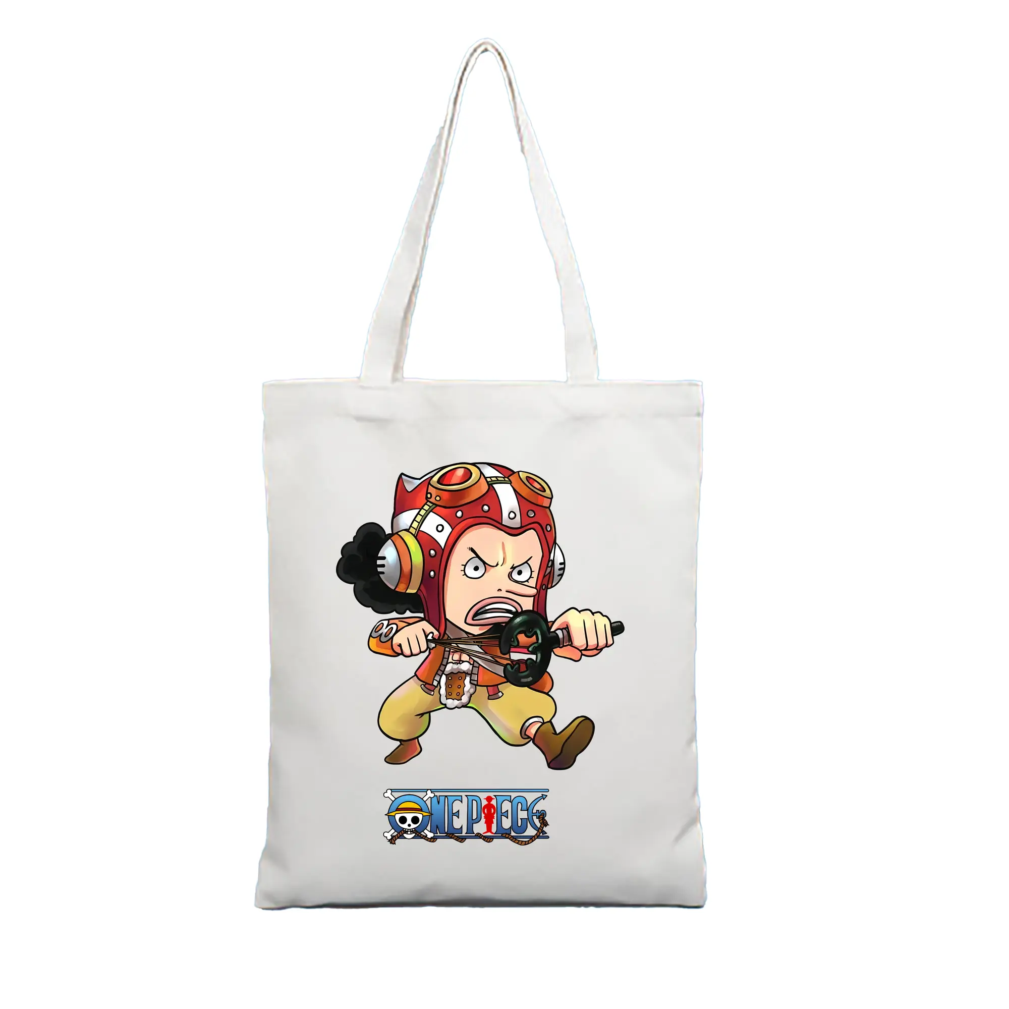 ワンピース グッズ ウソップ - 縦型キャンバス手提げバッグ（トートバッグ） ・ キャンバス素材 ・ ショッピング用 ・ 軽量 丈夫 お手入れ簡単