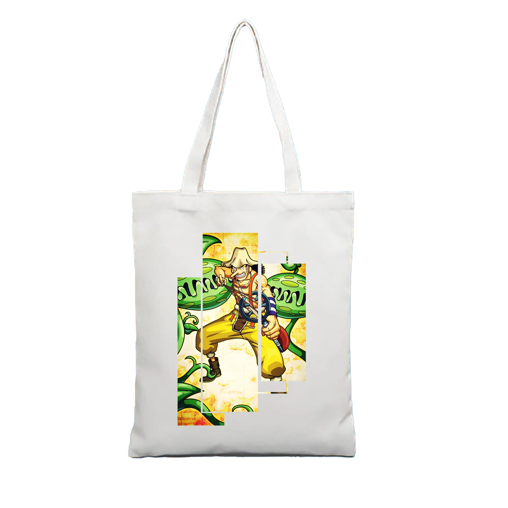 ワンピース グッズ ウソップ - 縦型キャンバス手提げバッグ（トートバッグ） ・ キャンバス素材 ・ ショッピング用 ・ 軽量 丈夫 お手入れ簡単