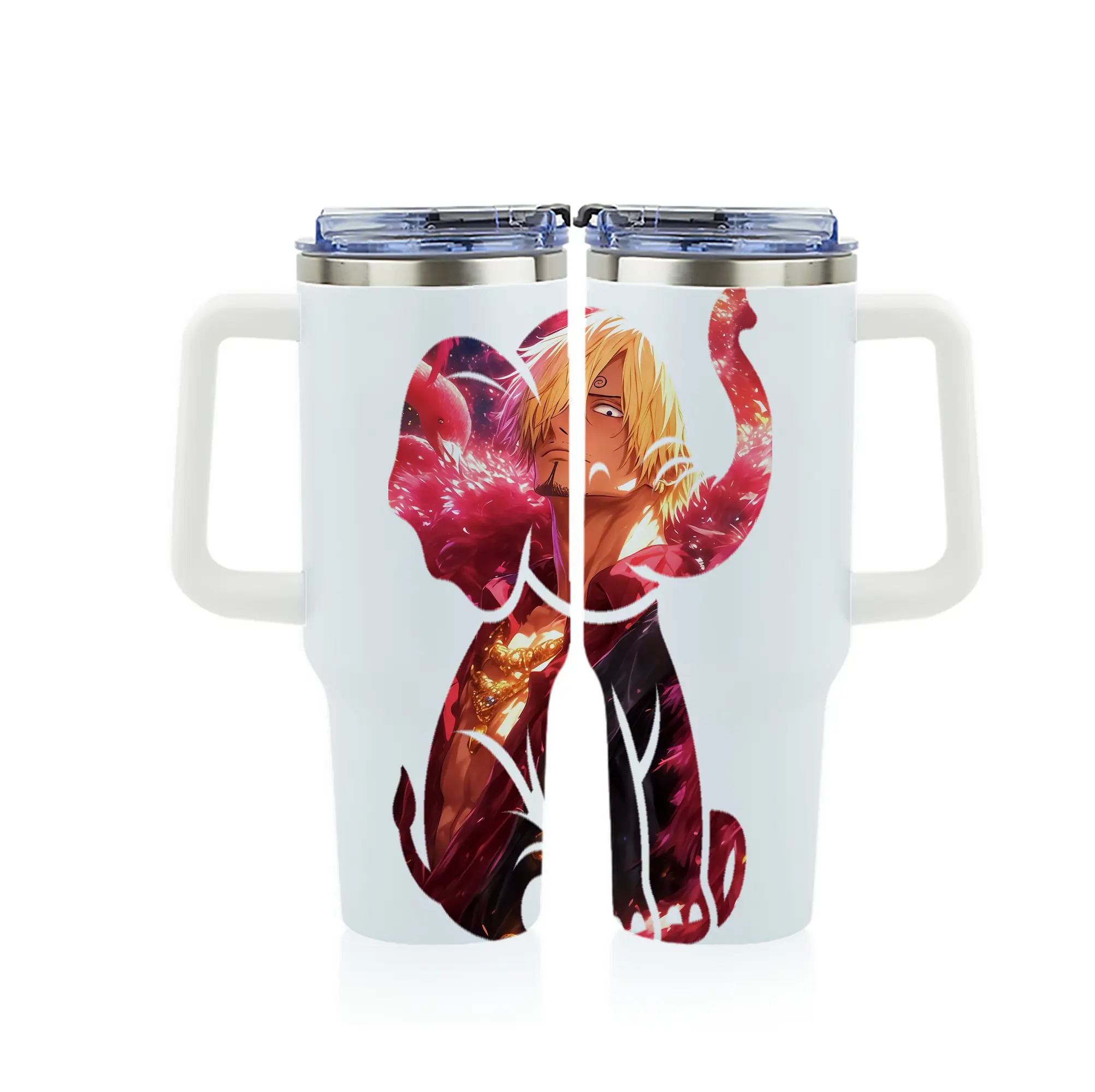 ワンピース グッズ ヴィンスモーク・サンジ - 1200mL フルプリント車用タンブラー ・ 304ステンレス 内側 ・ 201ステンレス 外側 ・ 保温 保冷 ・ 通勤 ドライブ アウトドア用