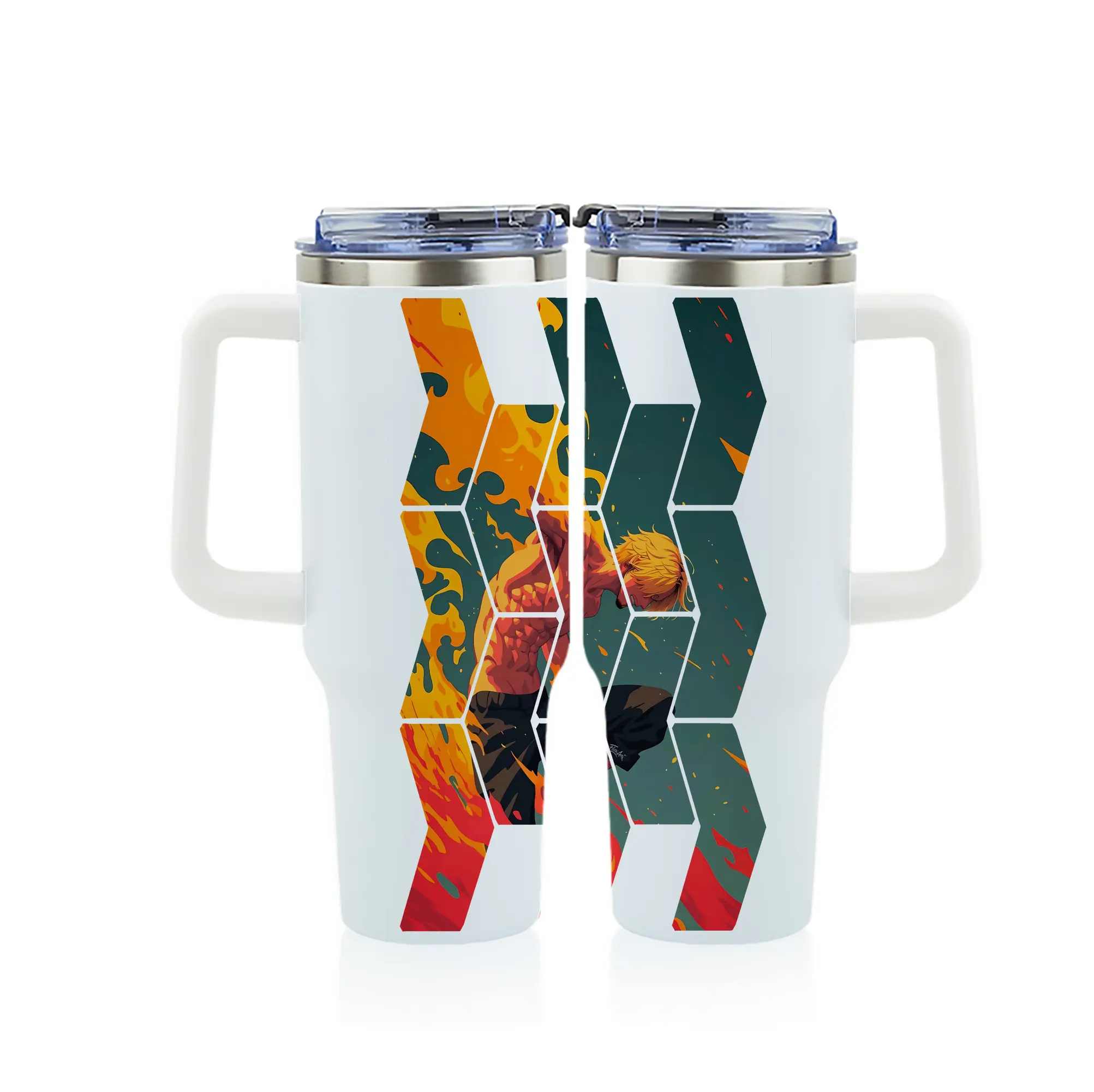 ワンピース グッズ ヴィンスモーク・サンジ - 1200mL フルプリント車用タンブラー ・ 304ステンレス 内側 ・ 201ステンレス 外側 ・ 保温 保冷 ・ 通勤 ドライブ アウトドア用