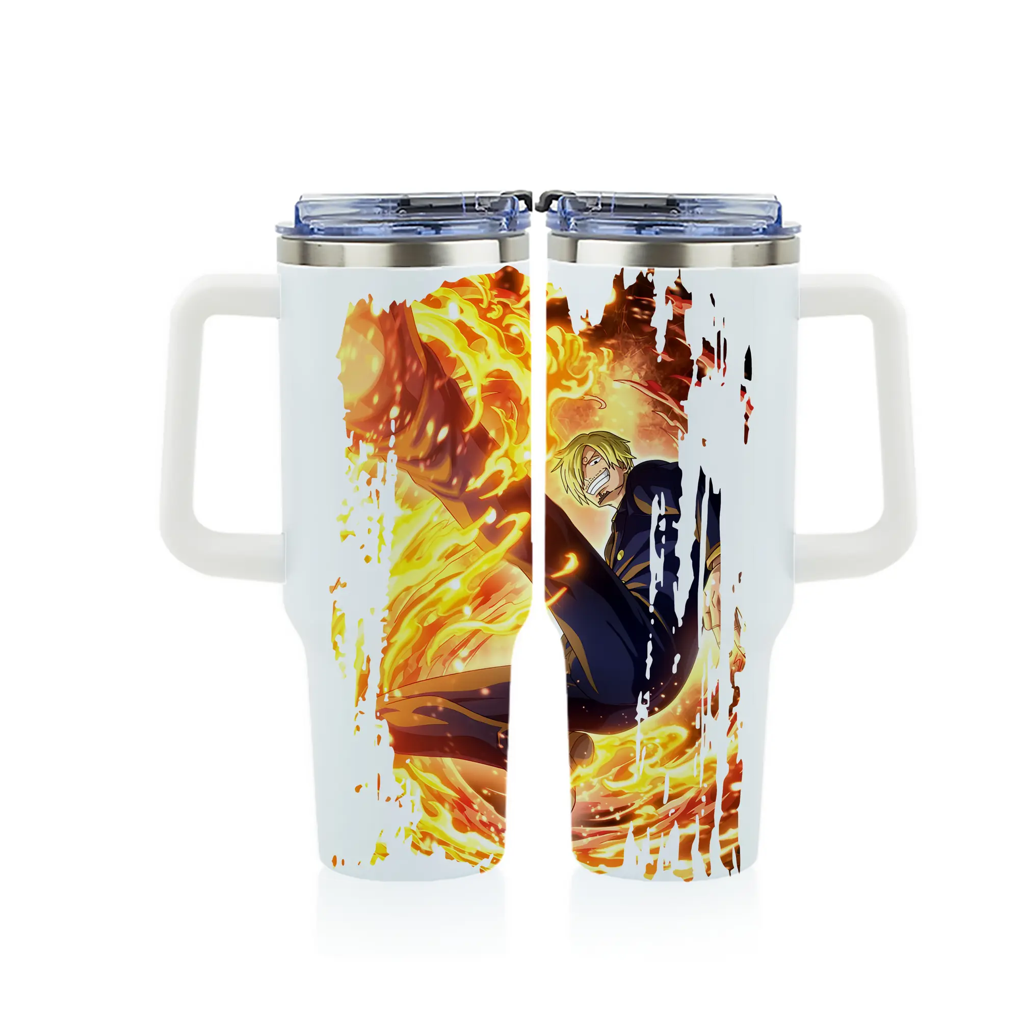 ワンピース グッズ ヴィンスモーク・サンジ - 1200mL フルプリント車用タンブラー ・ 304ステンレス 内側 ・ 201ステンレス 外側 ・ 保温 保冷 ・ 通勤 ドライブ アウトドア用