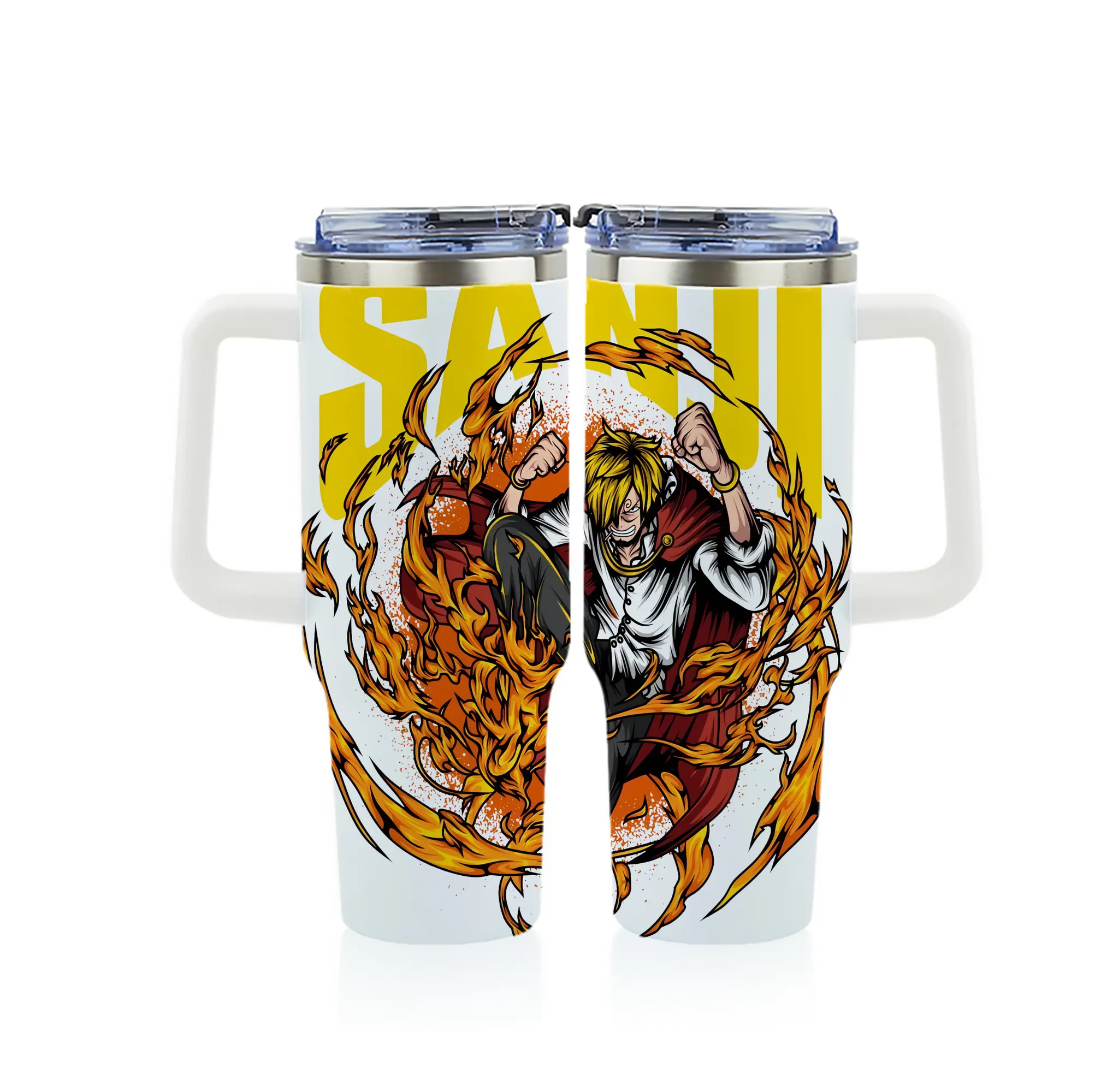 ワンピース グッズ ヴィンスモーク・サンジ - 1200mL フルプリント車用タンブラー ・ 304ステンレス 内側 ・ 201ステンレス 外側 ・ 保温 保冷 ・ 通勤 ドライブ アウトドア用