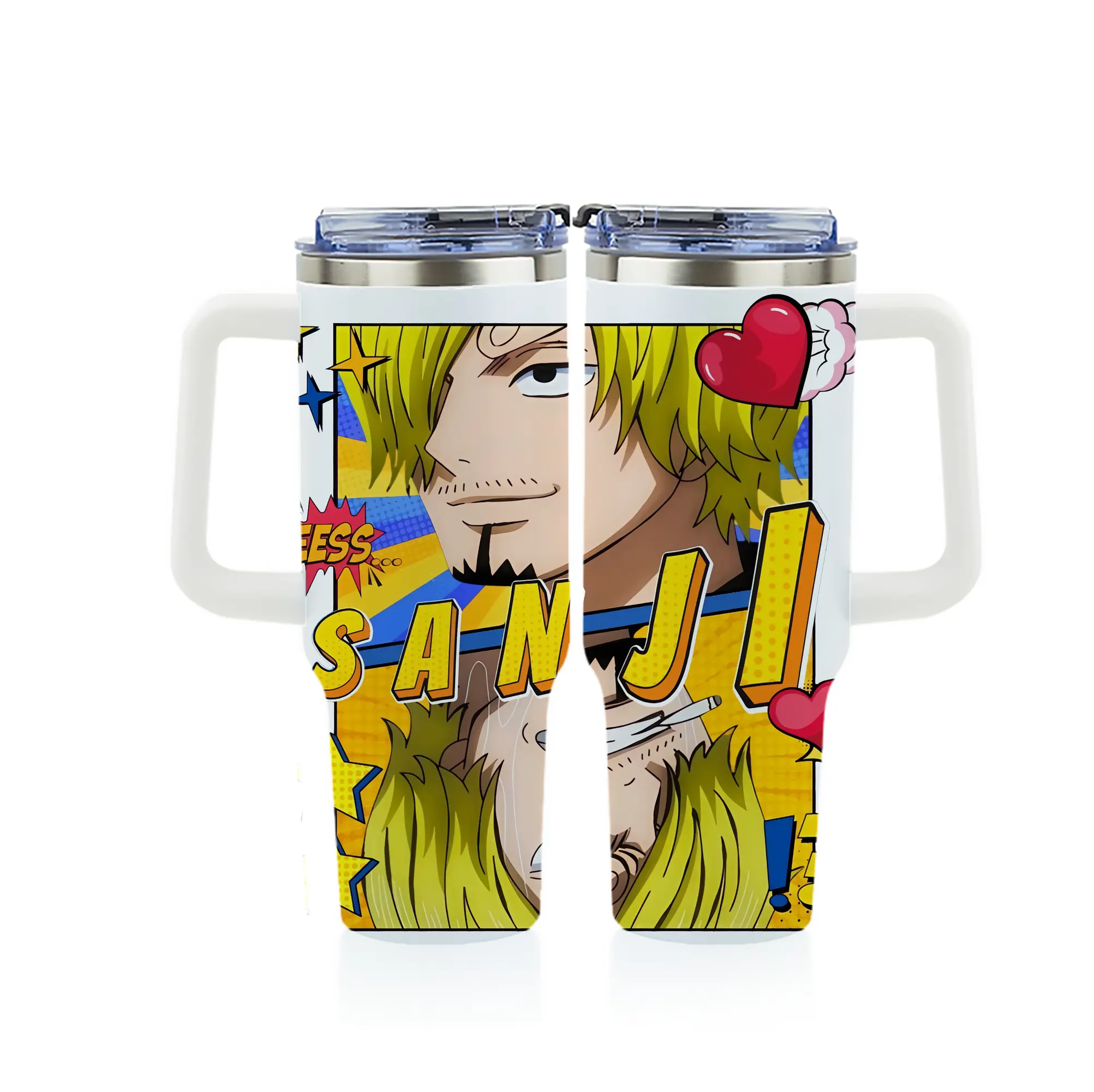 ワンピース グッズ ヴィンスモーク・サンジ - 1200mL フルプリント車用タンブラー ・ 304ステンレス 内側 ・ 201ステンレス 外側 ・ 保温 保冷 ・ 通勤 ドライブ アウトドア用