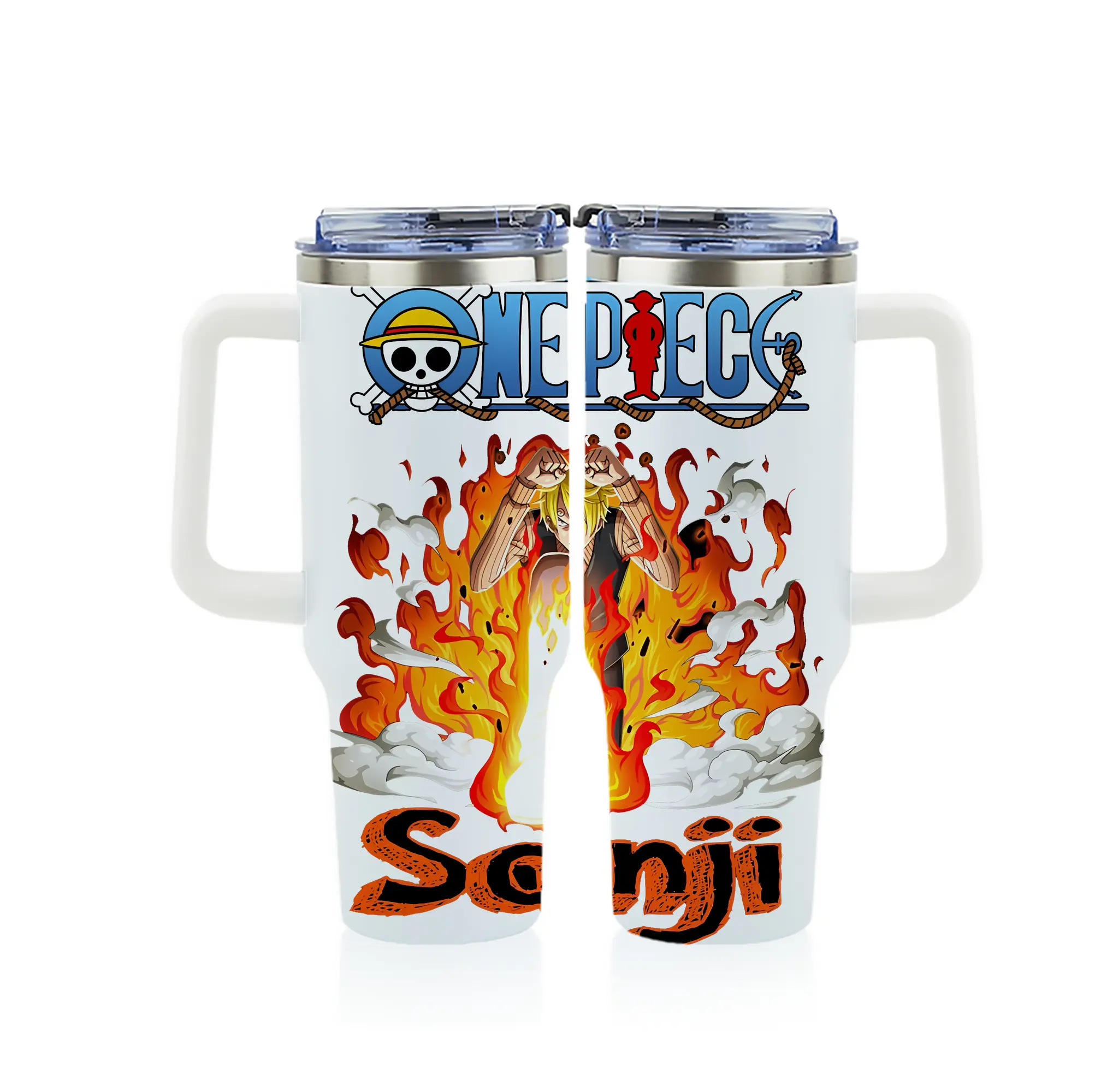 ワンピース グッズ ヴィンスモーク・サンジ - 1200mL フルプリント車用タンブラー ・ 304ステンレス 内側 ・ 201ステンレス 外側 ・ 保温 保冷 ・ 通勤 ドライブ アウトドア用