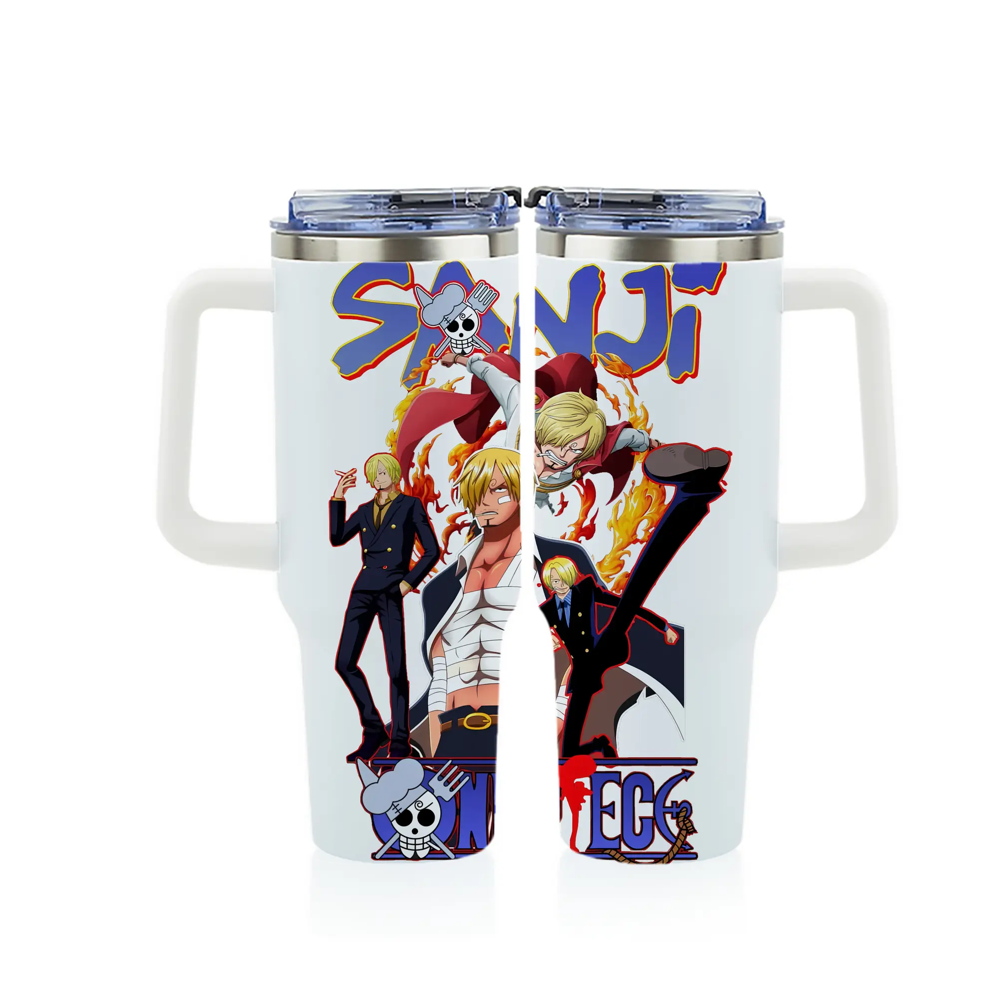 ワンピース グッズ ヴィンスモーク・サンジ - 1200mL フルプリント車用タンブラー ・ 304ステンレス 内側 ・ 201ステンレス 外側 ・ 保温 保冷 ・ 通勤 ドライブ アウトドア用