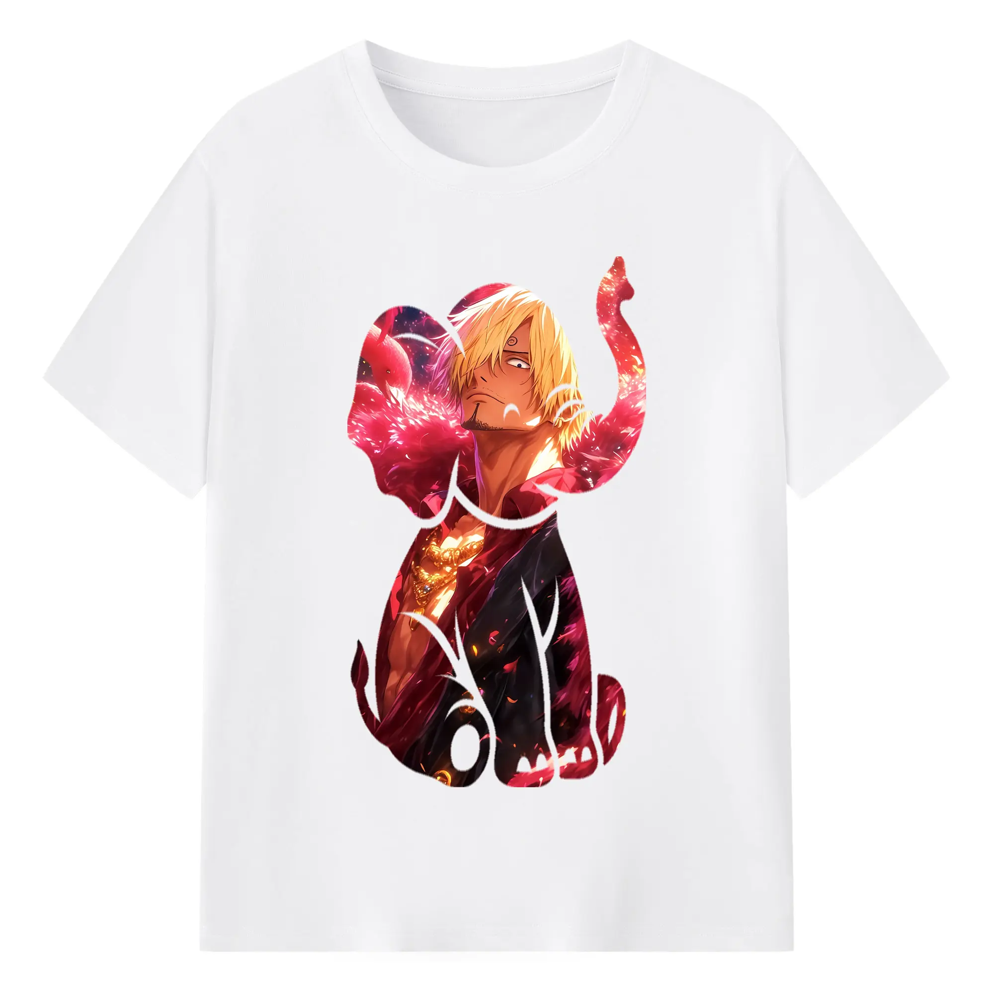 ワンピース グッズ ヴィンスモーク・サンジ - 綿100％ 半袖Tシャツ ・ フロントプリント ・ 快適 通気性 ・ 日常使い 散歩 スポーツ用