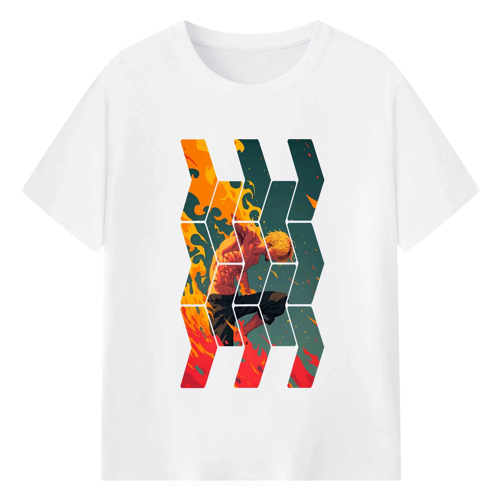 ワンピース グッズ ヴィンスモーク・サンジ - 綿100％ 半袖Tシャツ ・ フロントプリント ・ 快適 通気性 ・ 日常使い 散歩 スポーツ用