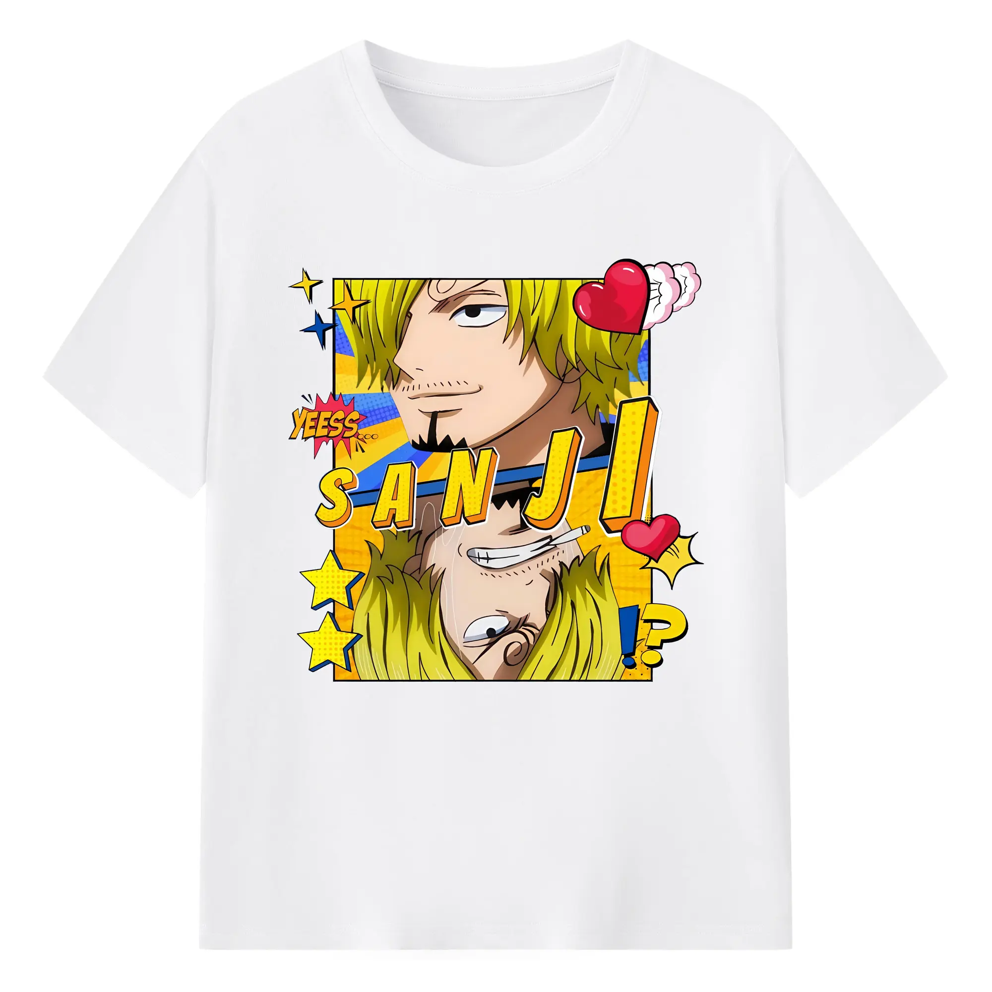 ワンピース グッズ ヴィンスモーク・サンジ - 綿100％ 半袖Tシャツ ・ フロントプリント ・ 快適 通気性 ・ 日常使い 散歩 スポーツ用