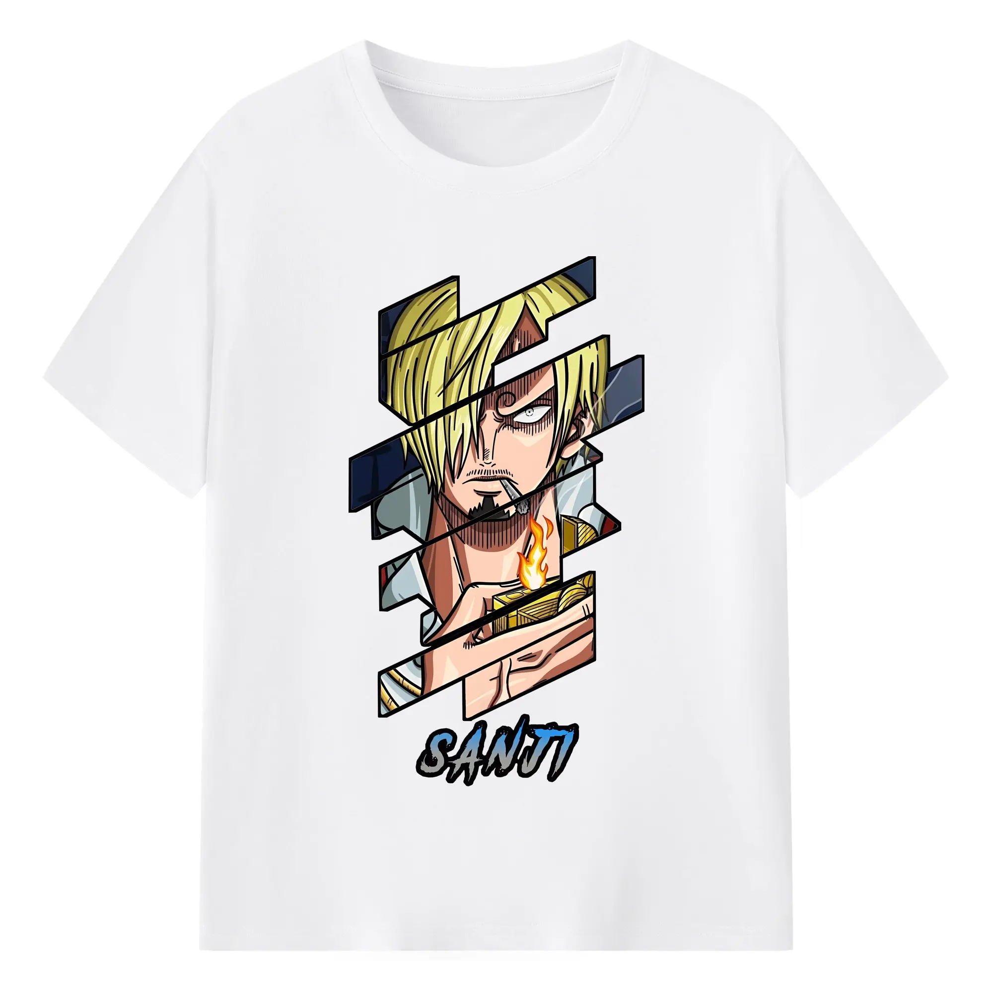 ワンピース グッズ ヴィンスモーク・サンジ - 綿100％ 半袖Tシャツ ・ フロントプリント ・ 快適 通気性 ・ 日常使い 散歩 スポーツ用