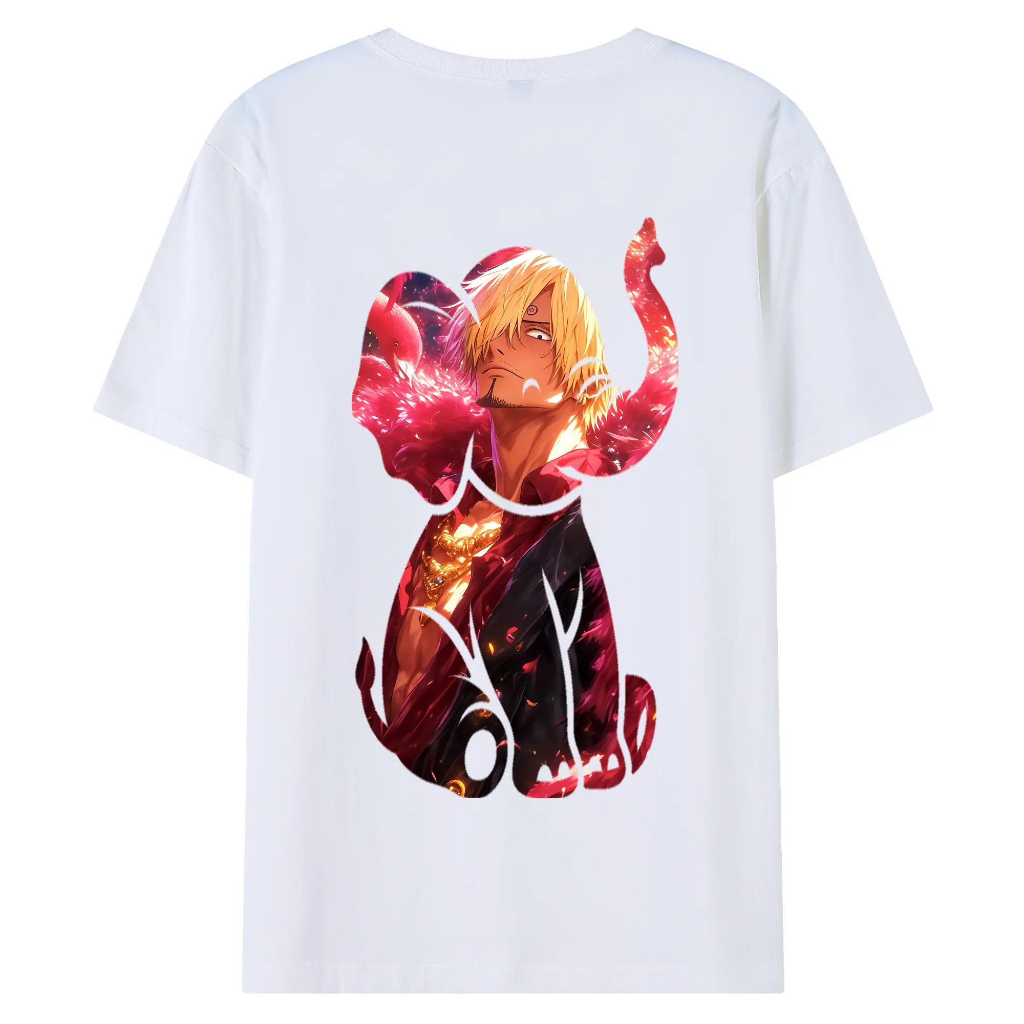 ワンピース グッズ ヴィンスモーク・サンジ - 綿100％ 半袖Tシャツ ・ バックプリント ・ 快適 通気性 ・ 日常使い 散歩 スポーツ用