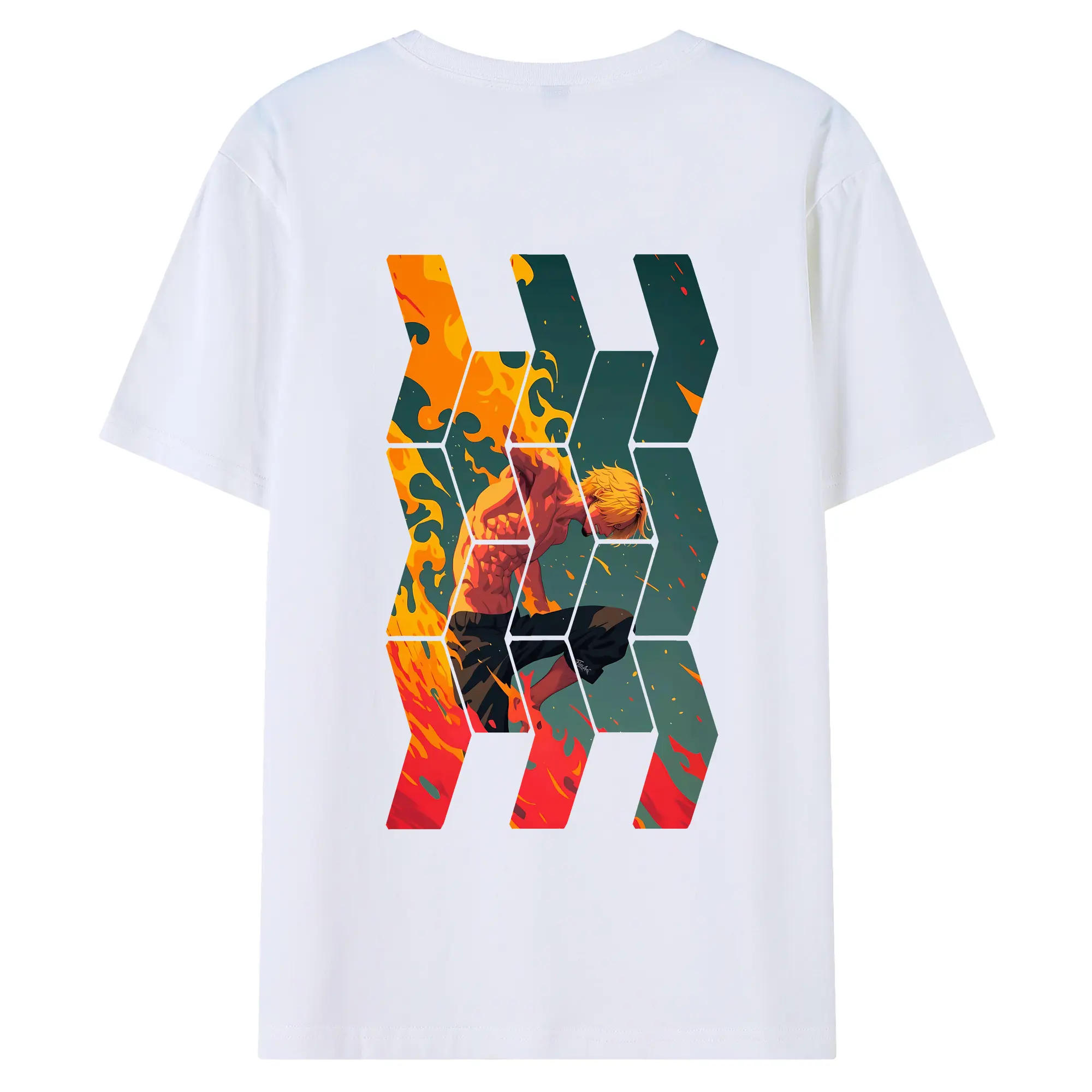 ワンピース グッズ ヴィンスモーク・サンジ - 綿100％ 半袖Tシャツ ・ バックプリント ・ 快適 通気性 ・ 日常使い 散歩 スポーツ用