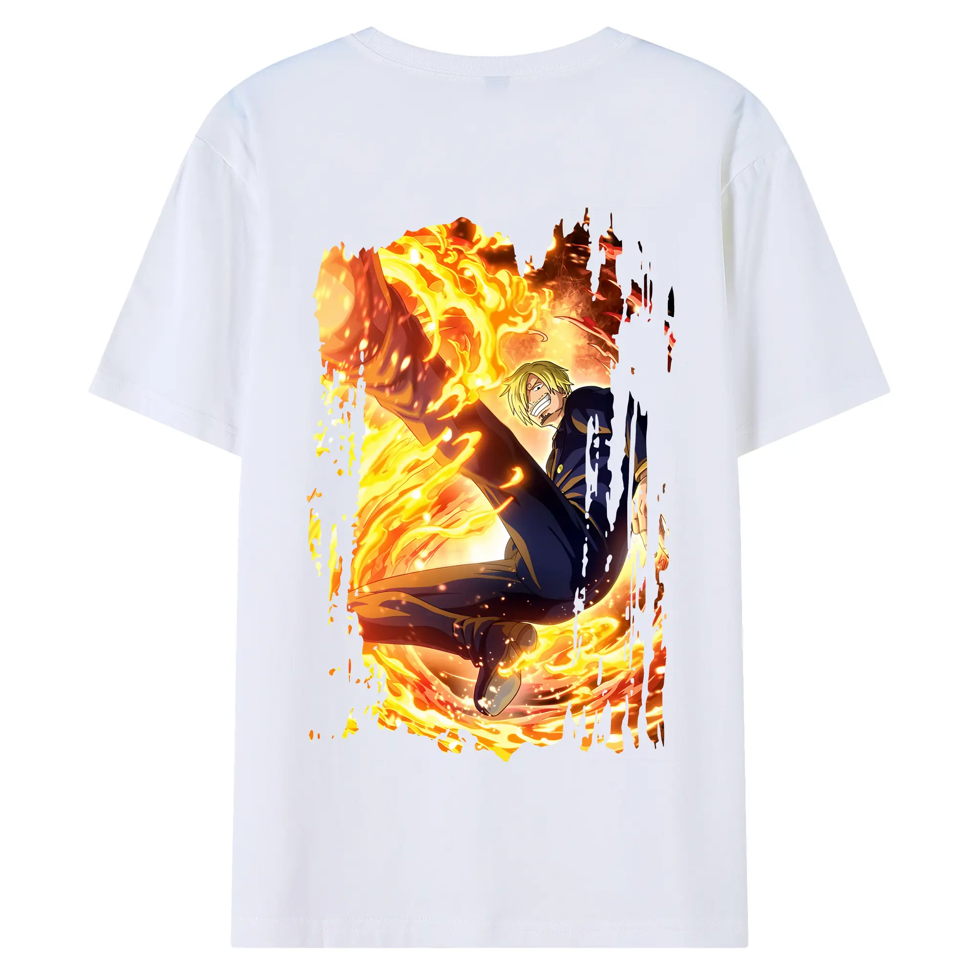 ワンピース グッズ ヴィンスモーク・サンジ - 綿100％ 半袖Tシャツ ・ バックプリント ・ 快適 通気性 ・ 日常使い 散歩 スポーツ用