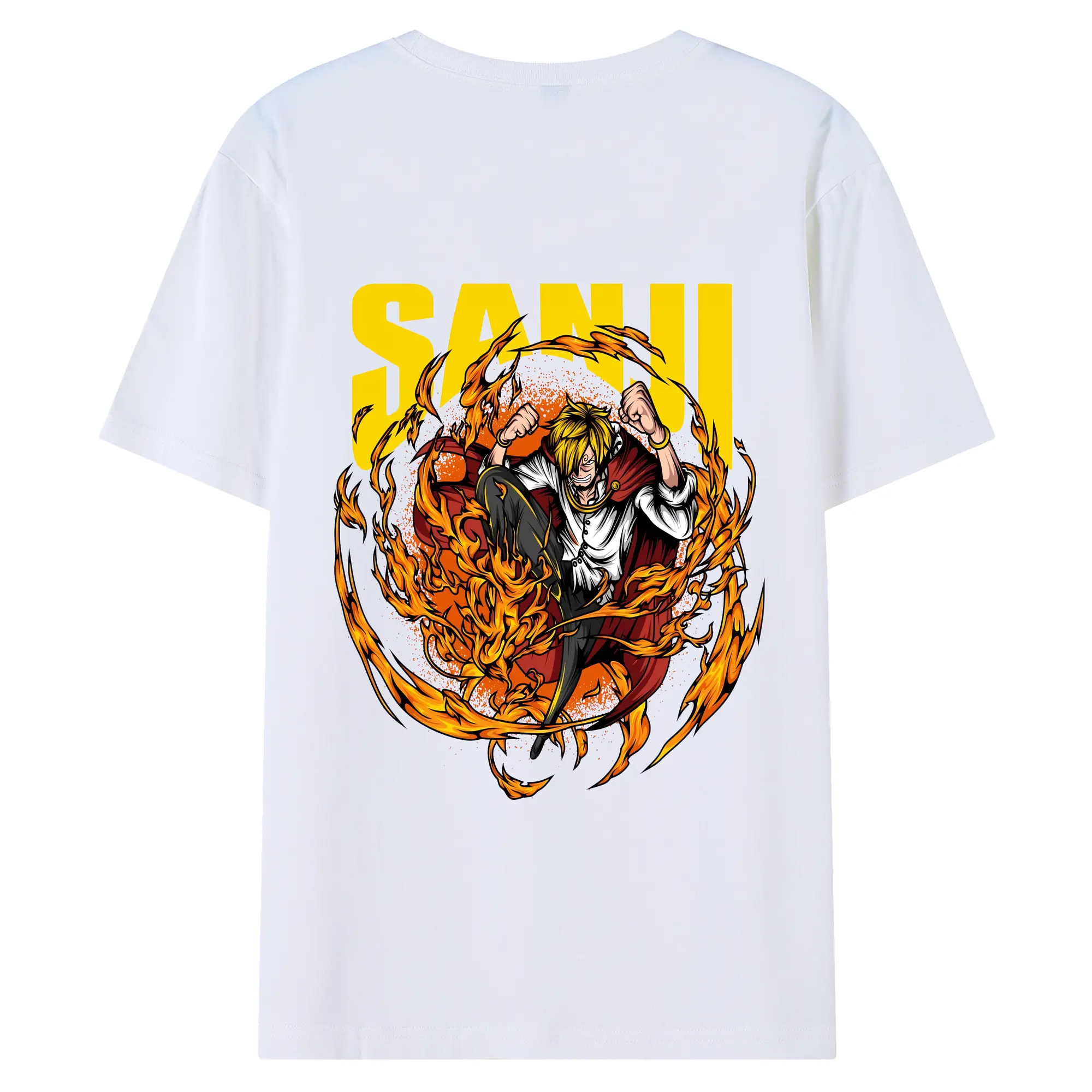 ワンピース グッズ ヴィンスモーク・サンジ - 綿100％ 半袖Tシャツ ・ バックプリント ・ 快適 通気性 ・ 日常使い 散歩 スポーツ用