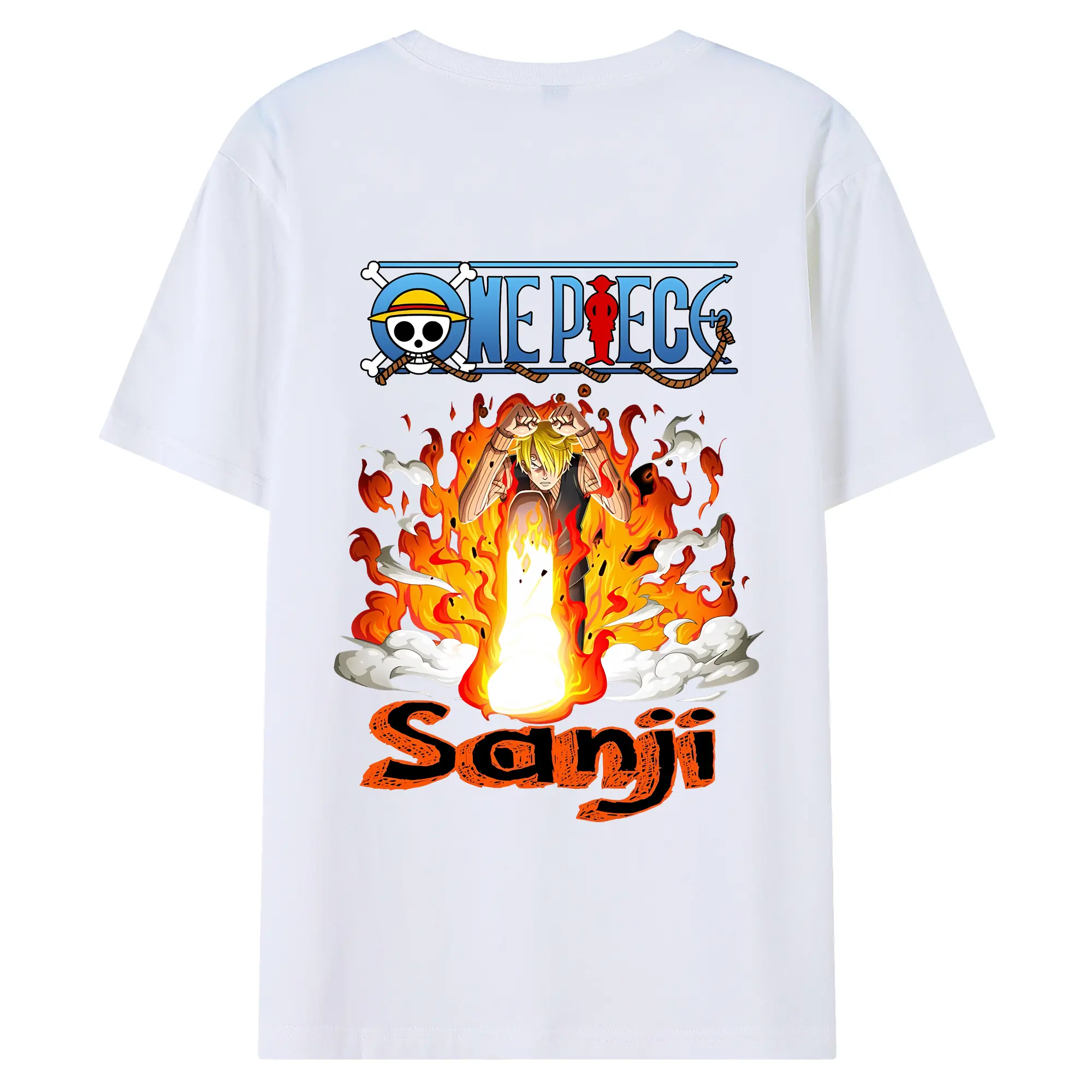 ワンピース グッズ ヴィンスモーク・サンジ - 綿100％ 半袖Tシャツ ・ バックプリント ・ 快適 通気性 ・ 日常使い 散歩 スポーツ用