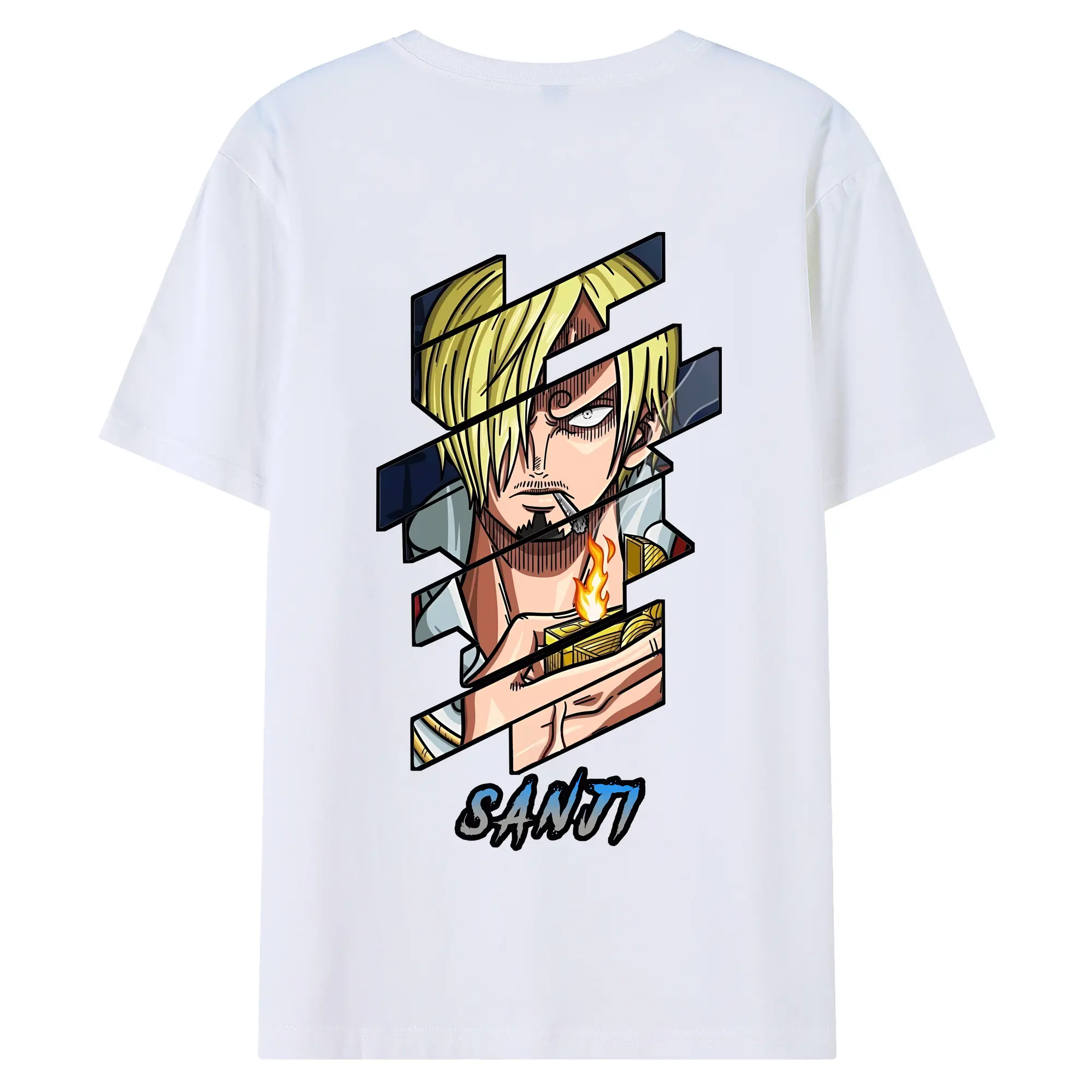 ワンピース グッズ ヴィンスモーク・サンジ - 綿100％ 半袖Tシャツ ・ バックプリント ・ 快適 通気性 ・ 日常使い 散歩 スポーツ用