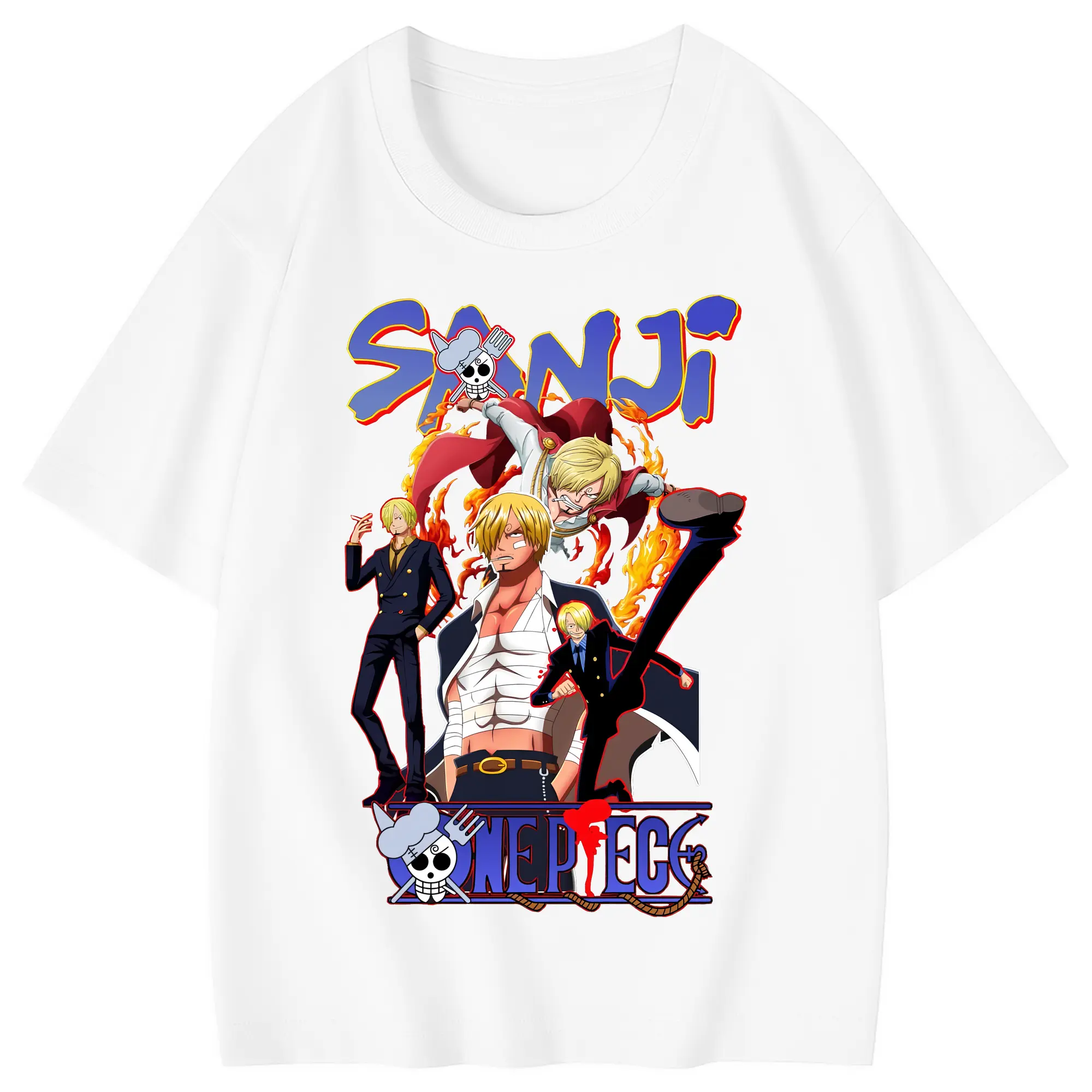 ワンピース グッズ ヴィンスモーク・サンジ - 綿100％ キッズTシャツ ・ フロントプリント ・ 快適 通気性 ・ スポーツ カジュアル 散歩用