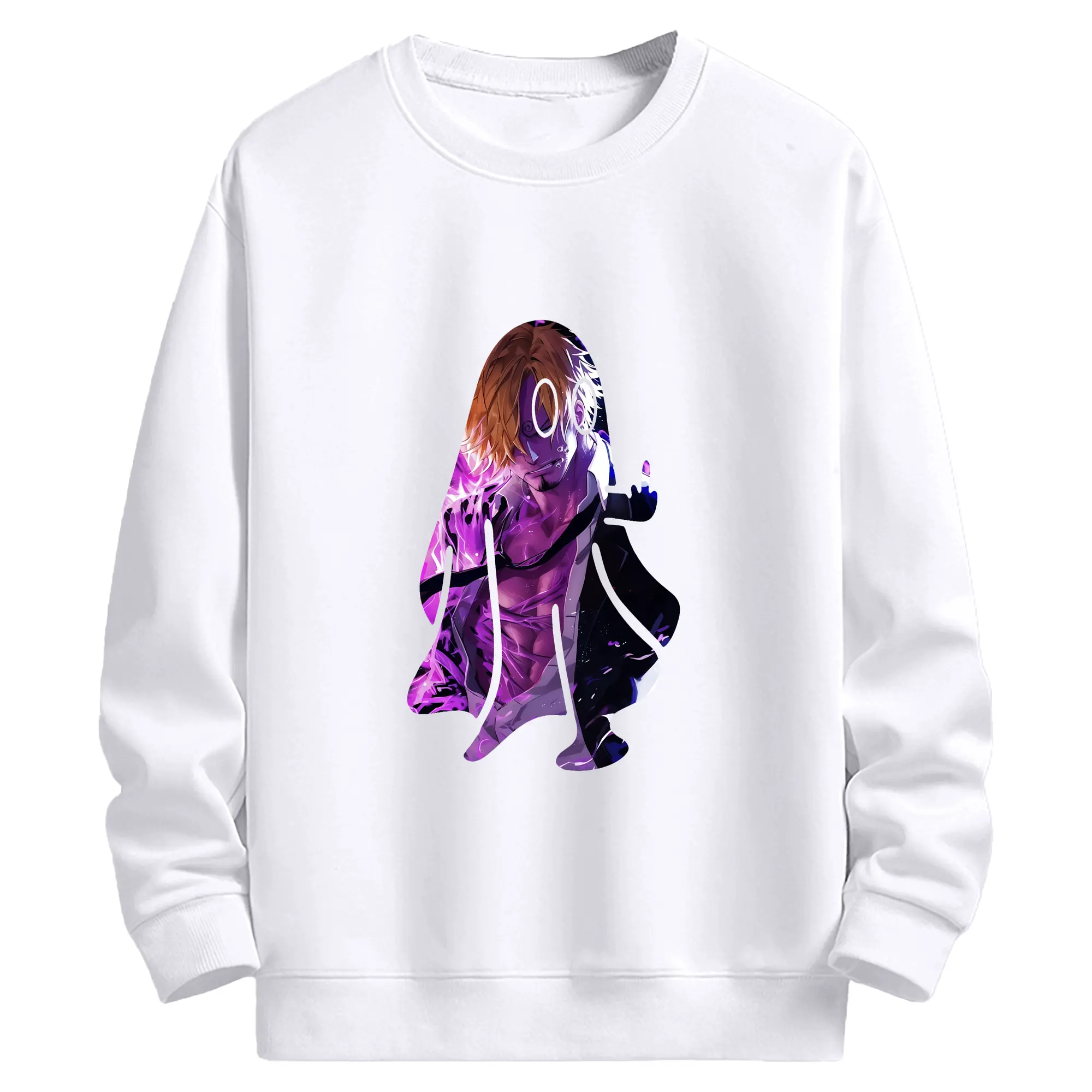 ワンピース グッズ ヴィンスモーク・サンジ - 高品質 クルーネック スウェット ・ コットン59％ ポリエステル41％ ・ ユニセックス 長袖 トレーナー ・ カジュアル デイリー スポーツ 散歩用