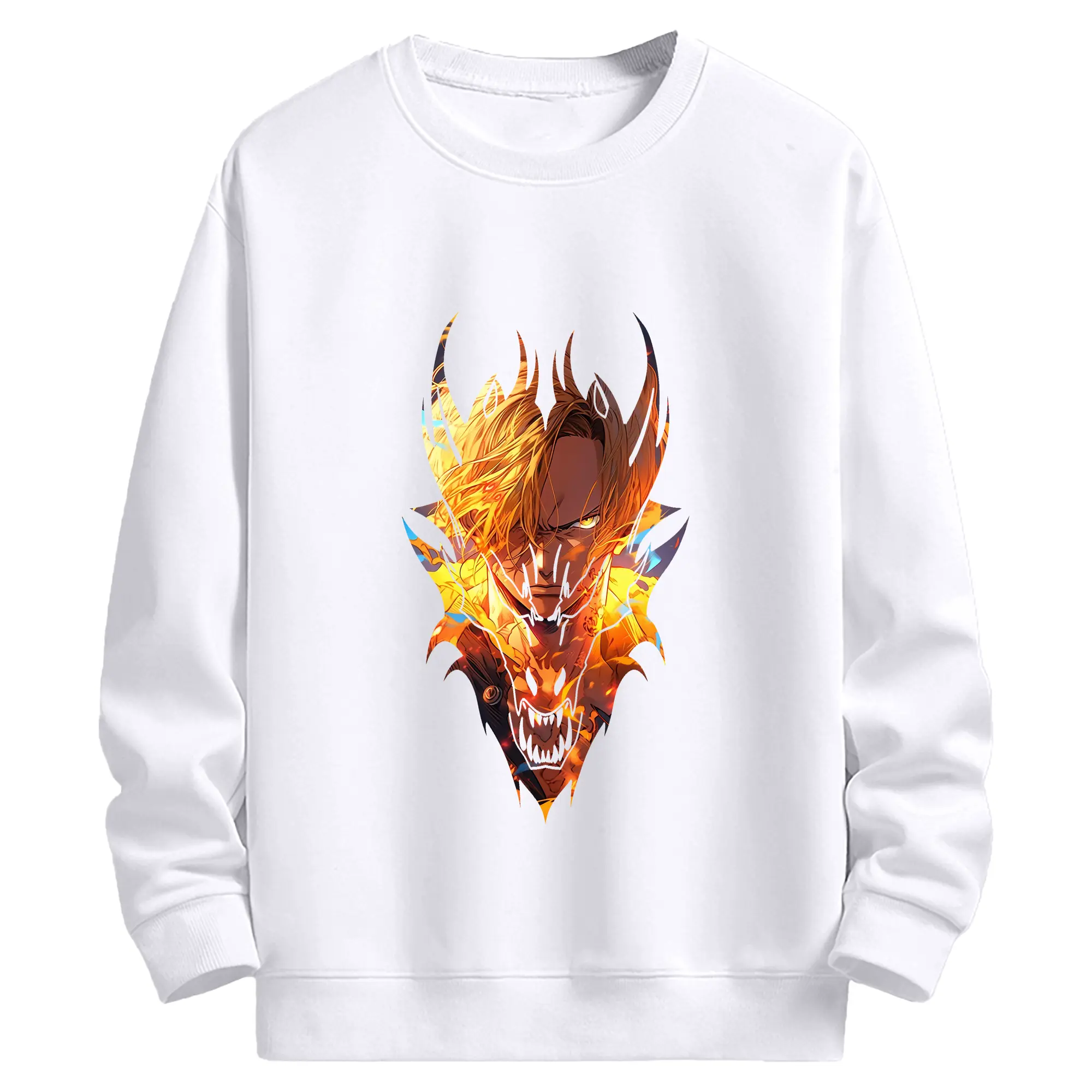 ワンピース グッズ ヴィンスモーク・サンジ - 高品質 クルーネック スウェット ・ コットン59％ ポリエステル41％ ・ ユニセックス 長袖 トレーナー ・ カジュアル デイリー スポーツ 散歩用