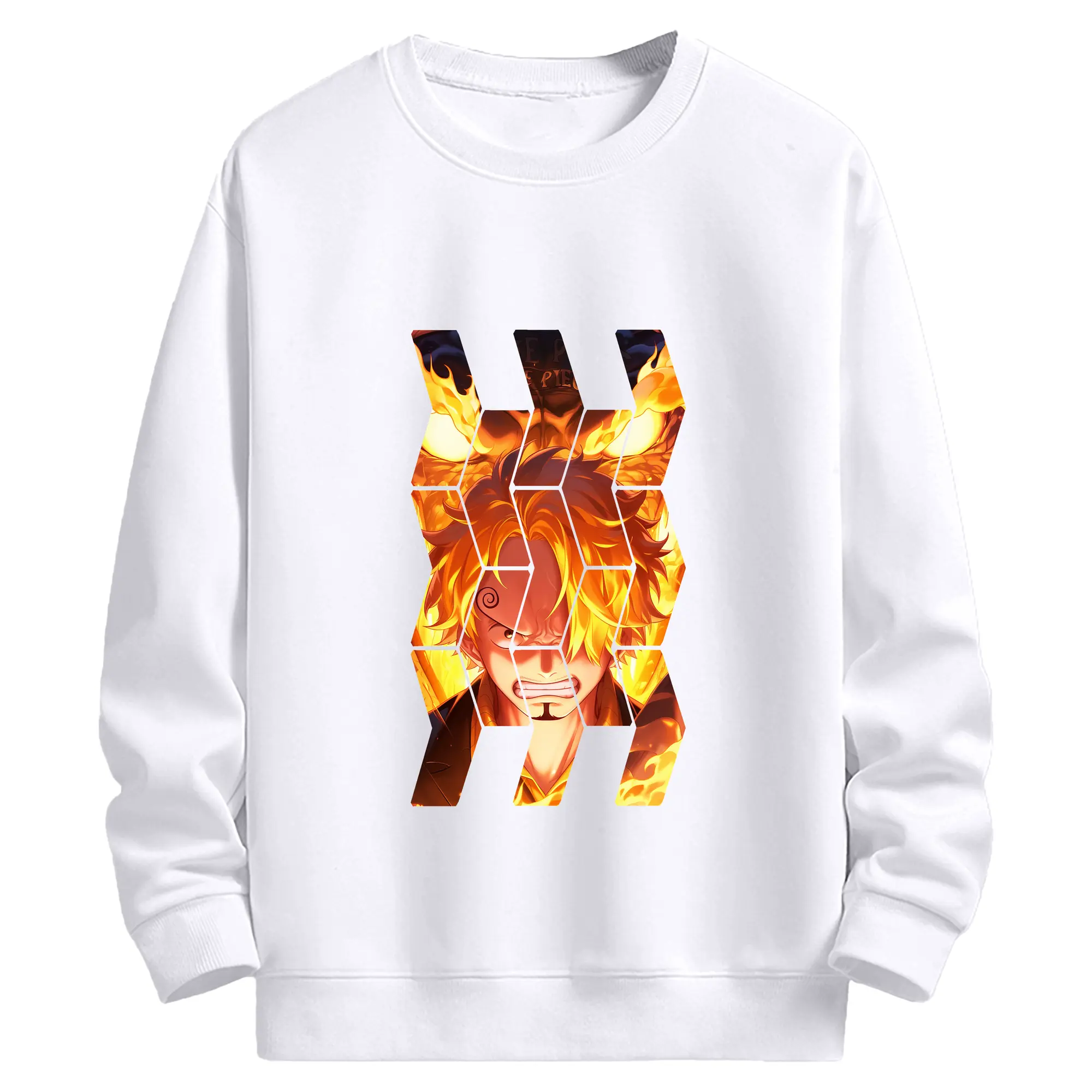 ワンピース グッズ ヴィンスモーク・サンジ - 高品質 クルーネック スウェット ・ コットン59％ ポリエステル41％ ・ ユニセックス 長袖 トレーナー ・ カジュアル デイリー スポーツ 散歩用