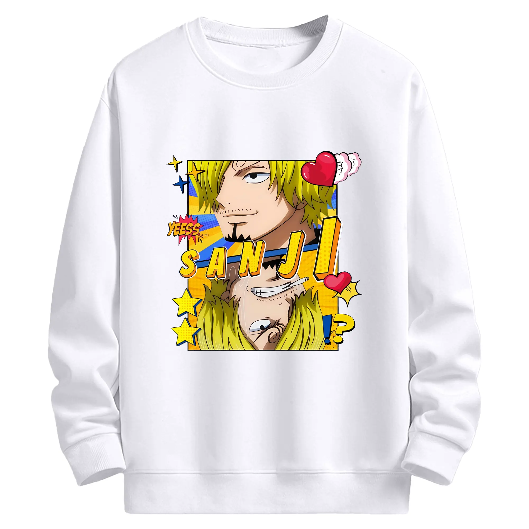 ワンピース グッズ ヴィンスモーク・サンジ - 高品質 クルーネック スウェット ・ コットン59％ ポリエステル41％ ・ ユニセックス 長袖 トレーナー ・ カジュアル デイリー スポーツ 散歩用