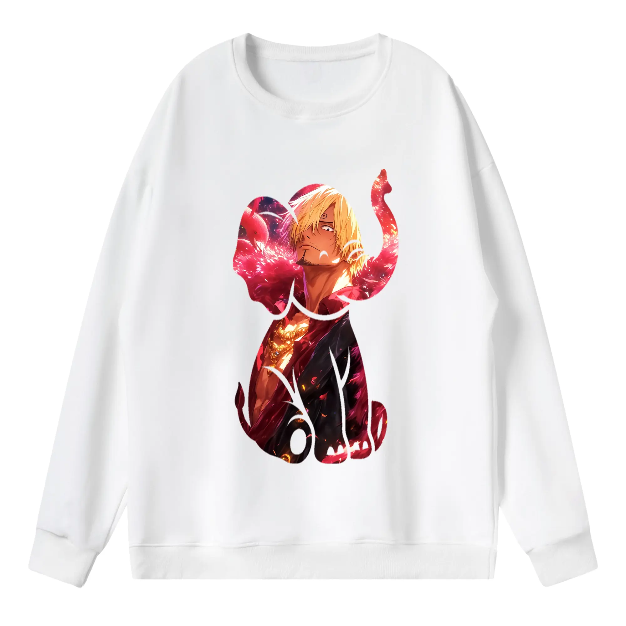 ワンピース グッズ ヴィンスモーク・サンジ - 薄手 クルーネック スウェット 裏毛260g · ポリエステル 春秋向け カジュアル 男女兼用 · トレーナー デイリー スポーツ 散歩に最適