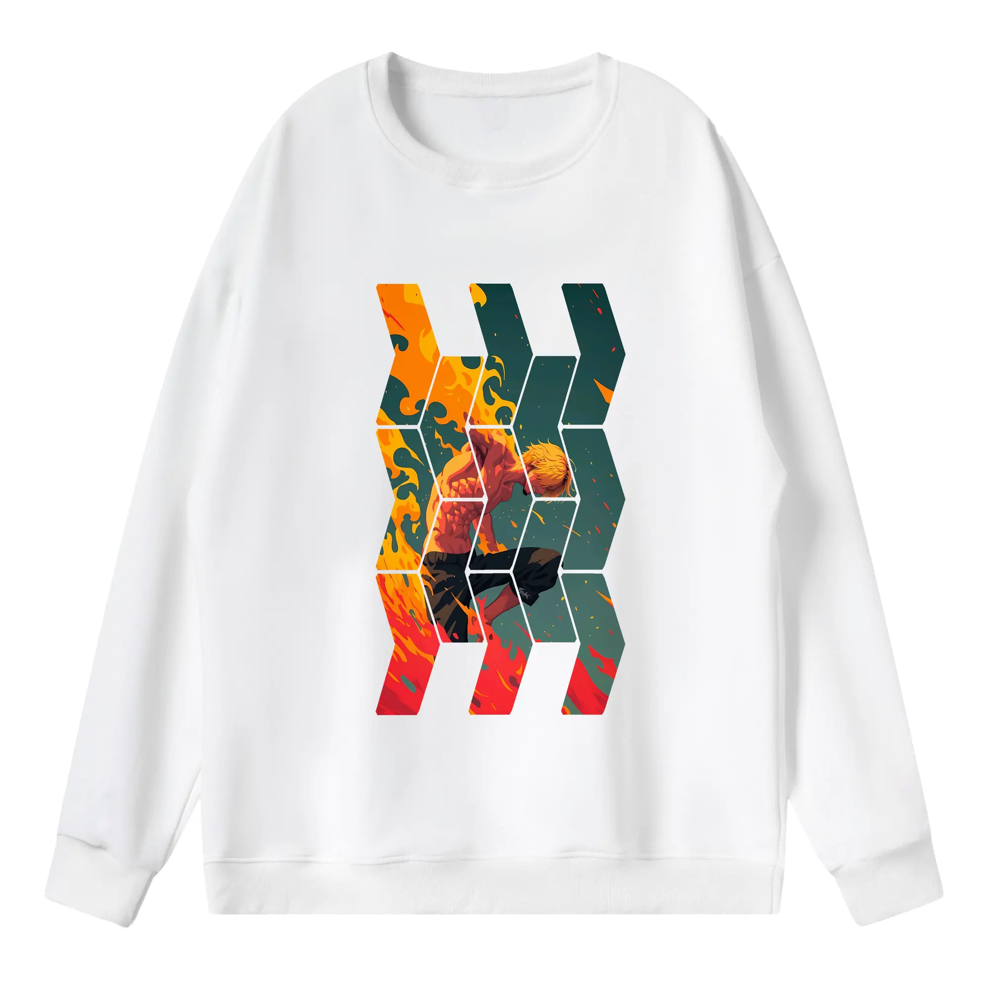 ワンピース グッズ ヴィンスモーク・サンジ - 薄手 クルーネック スウェット 裏毛260g · ポリエステル 春秋向け カジュアル 男女兼用 · トレーナー デイリー スポーツ 散歩に最適