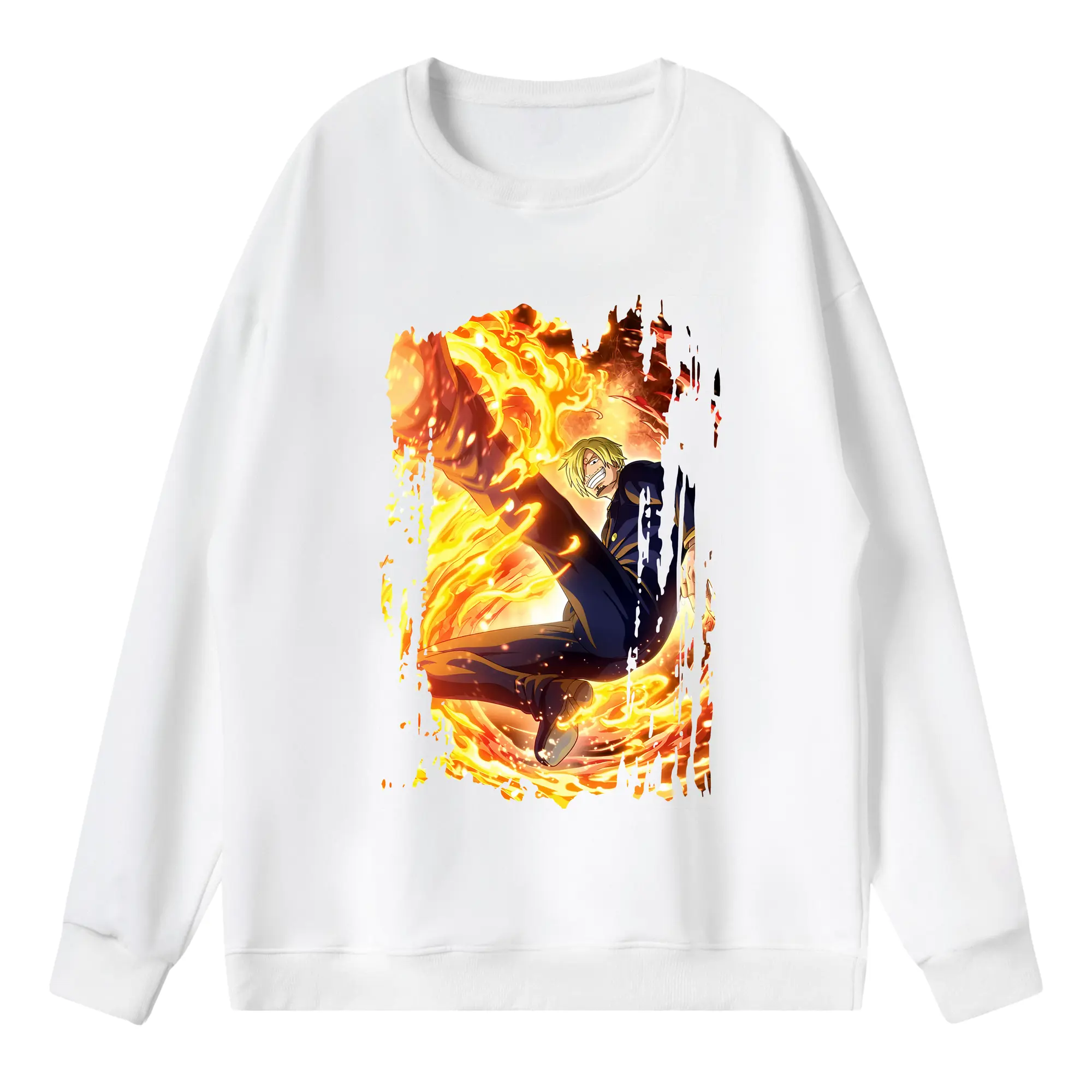 ワンピース グッズ ヴィンスモーク・サンジ - 薄手 クルーネック スウェット 裏毛260g · ポリエステル 春秋向け カジュアル 男女兼用 · トレーナー デイリー スポーツ 散歩に最適