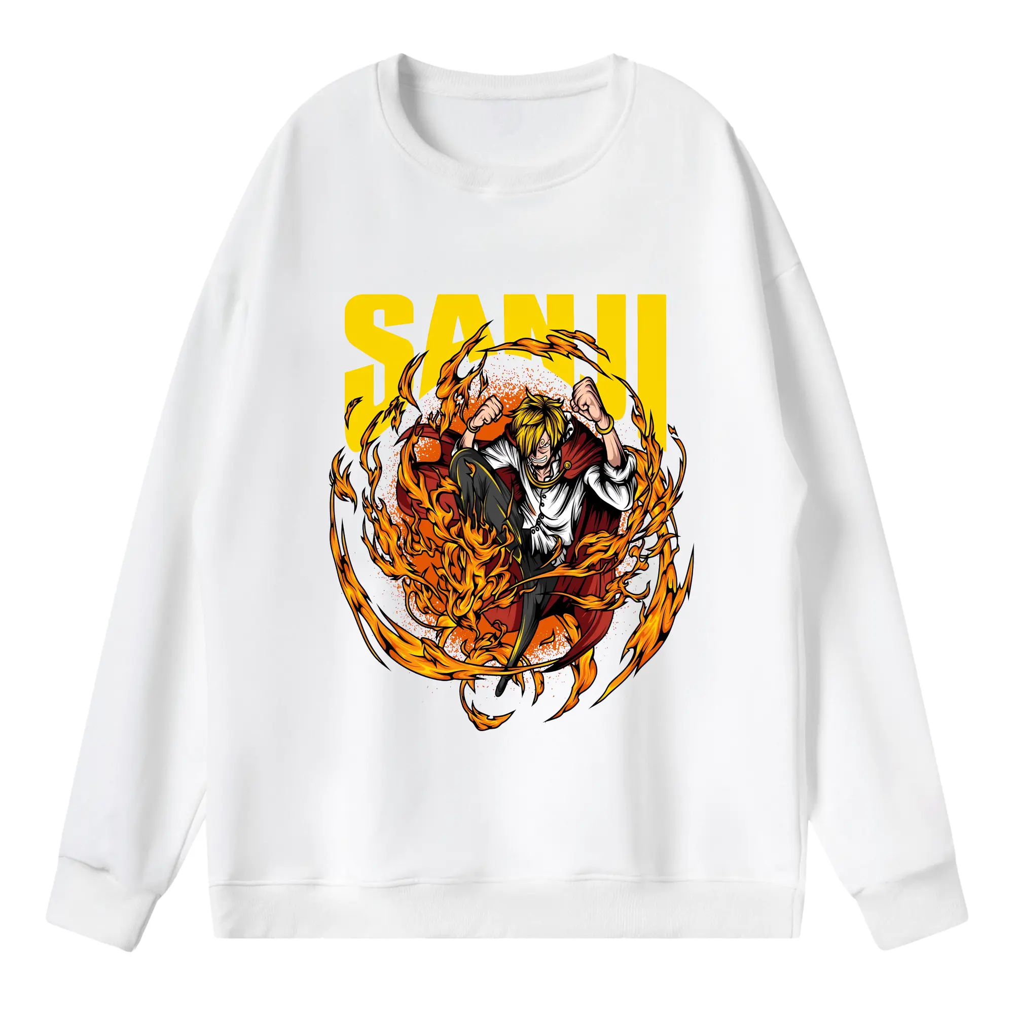 ワンピース グッズ ヴィンスモーク・サンジ - 薄手 クルーネック スウェット 裏毛260g · ポリエステル 春秋向け カジュアル 男女兼用 · トレーナー デイリー スポーツ 散歩に最適