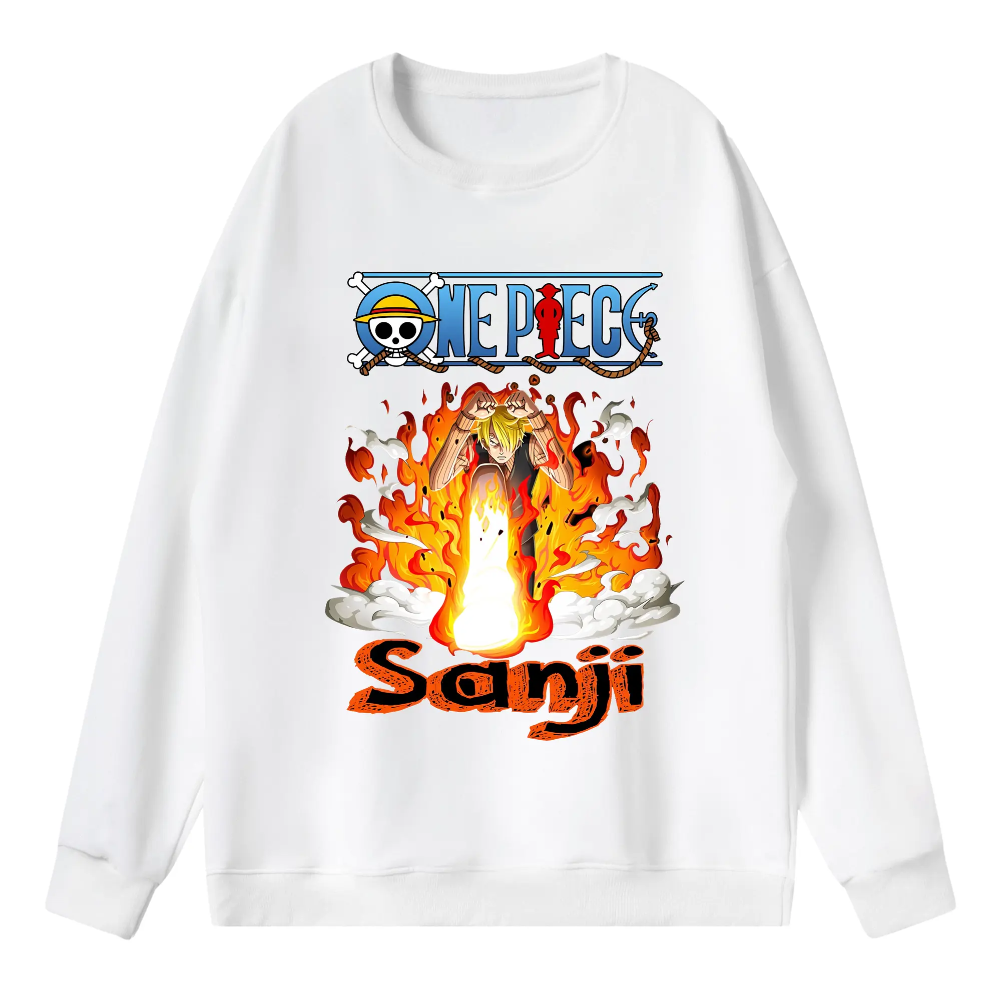 ワンピース グッズ ヴィンスモーク・サンジ - 薄手 クルーネック スウェット 裏毛260g · ポリエステル 春秋向け カジュアル 男女兼用 · トレーナー デイリー スポーツ 散歩に最適