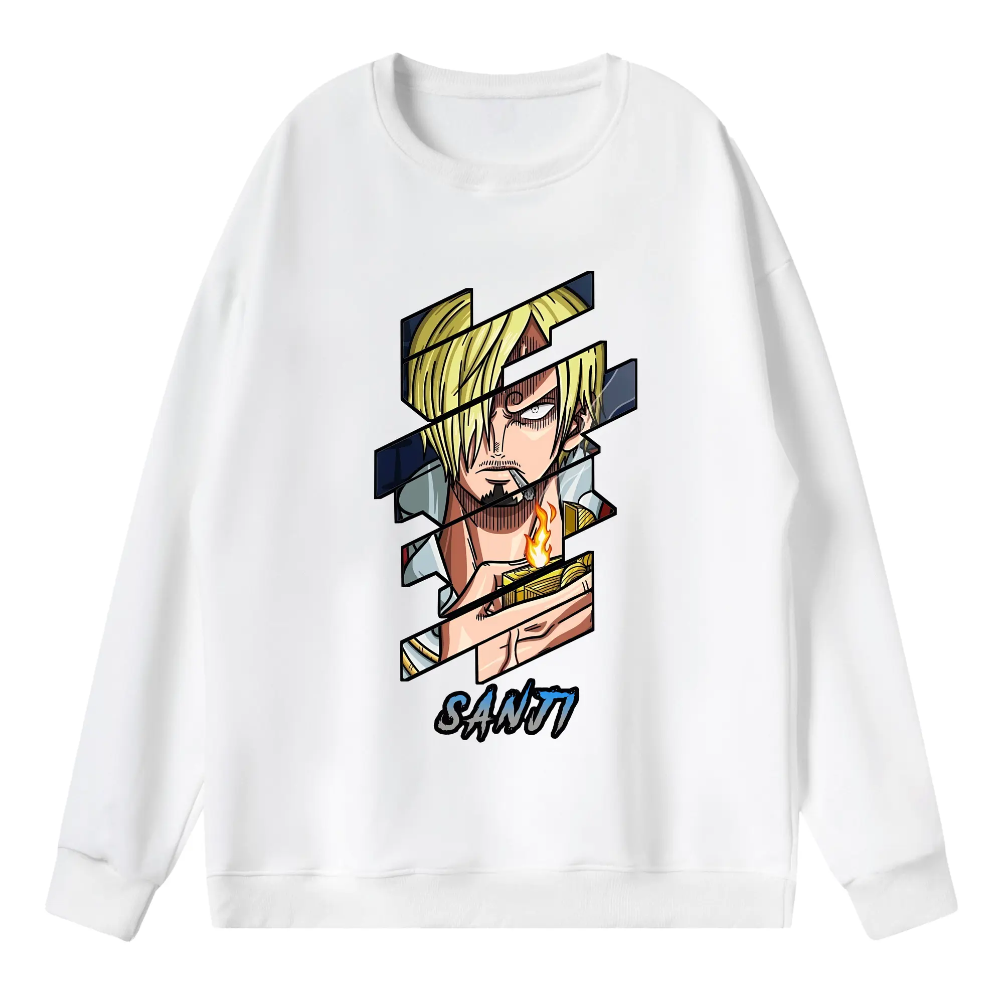 ワンピース グッズ ヴィンスモーク・サンジ - 薄手 クルーネック スウェット 裏毛260g · ポリエステル 春秋向け カジュアル 男女兼用 · トレーナー デイリー スポーツ 散歩に最適