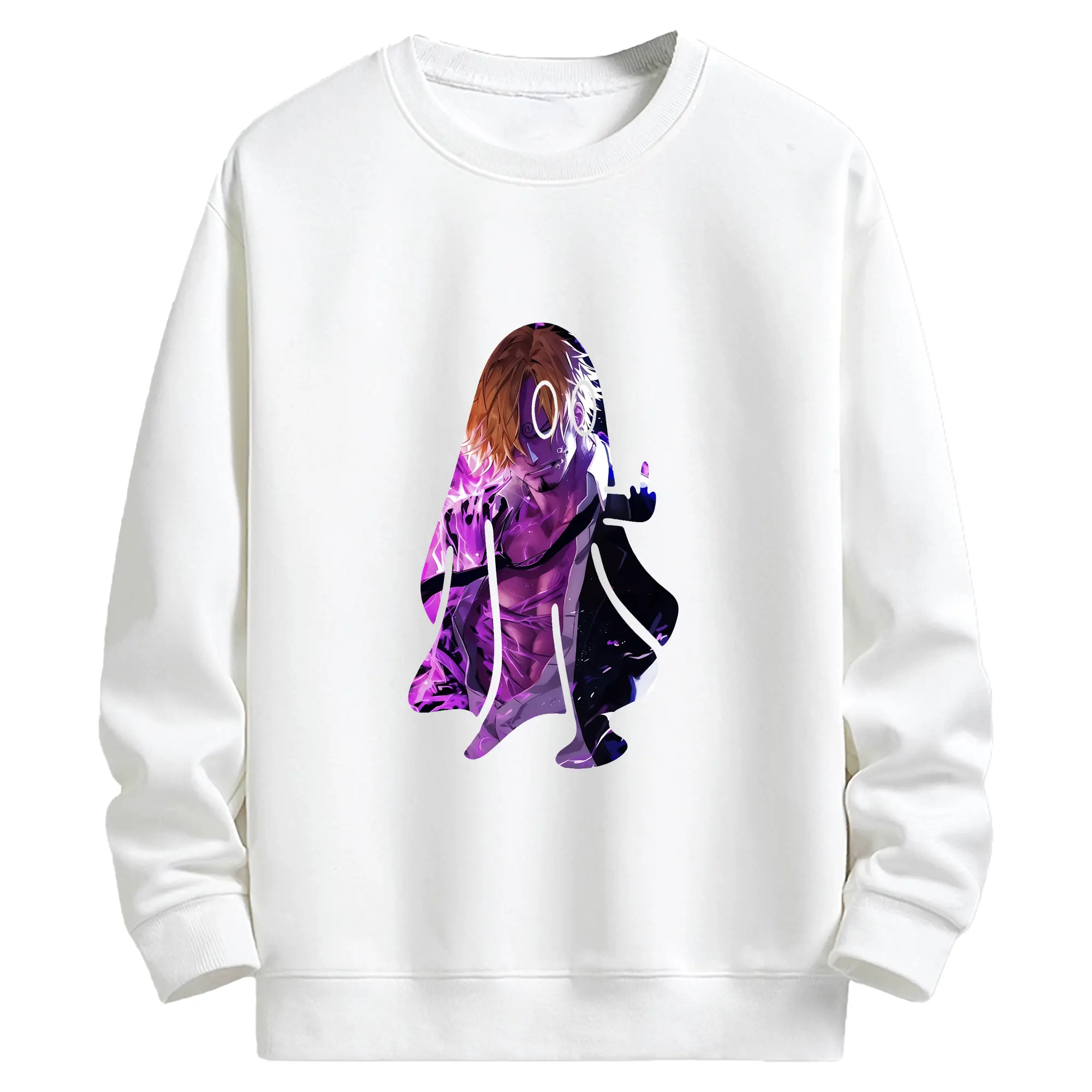 ワンピース グッズ ヴィンスモーク・サンジ - キッズ クルーネックスウェットシャツ ・ フロントプリント ・ 綿80％ ポリエステル20％ ・ 快適 通学 スポーツ 日常使い お散歩用