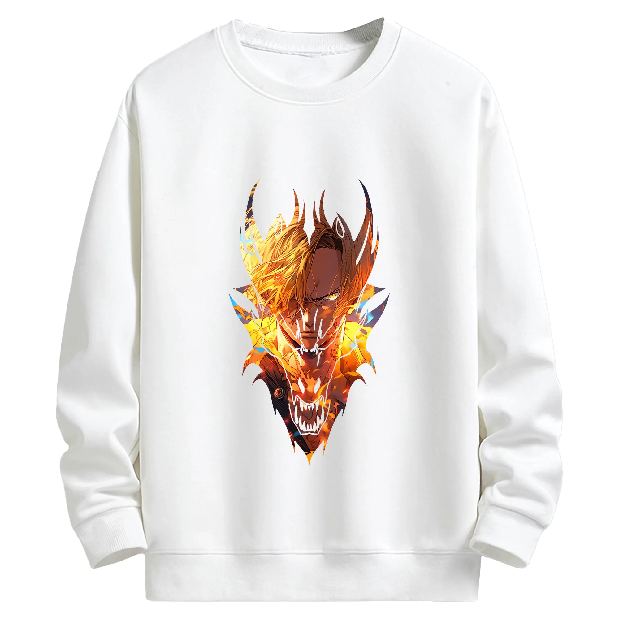 ワンピース グッズ ヴィンスモーク・サンジ - キッズ クルーネックスウェットシャツ ・ フロントプリント ・ 綿80％ ポリエステル20％ ・ 快適 通学 スポーツ 日常使い お散歩用