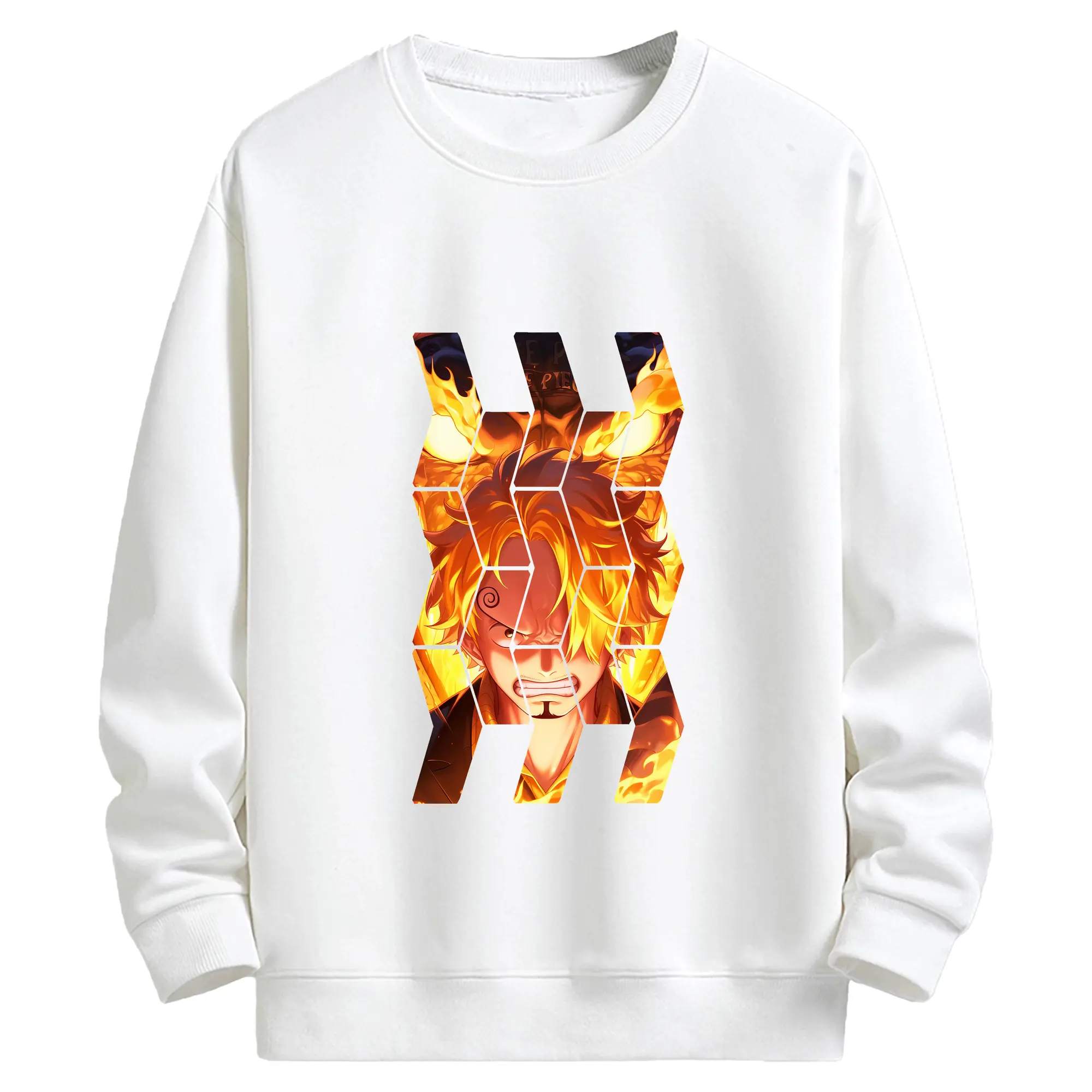 ワンピース グッズ ヴィンスモーク・サンジ - キッズ クルーネックスウェットシャツ ・ フロントプリント ・ 綿80％ ポリエステル20％ ・ 快適 通学 スポーツ 日常使い お散歩用