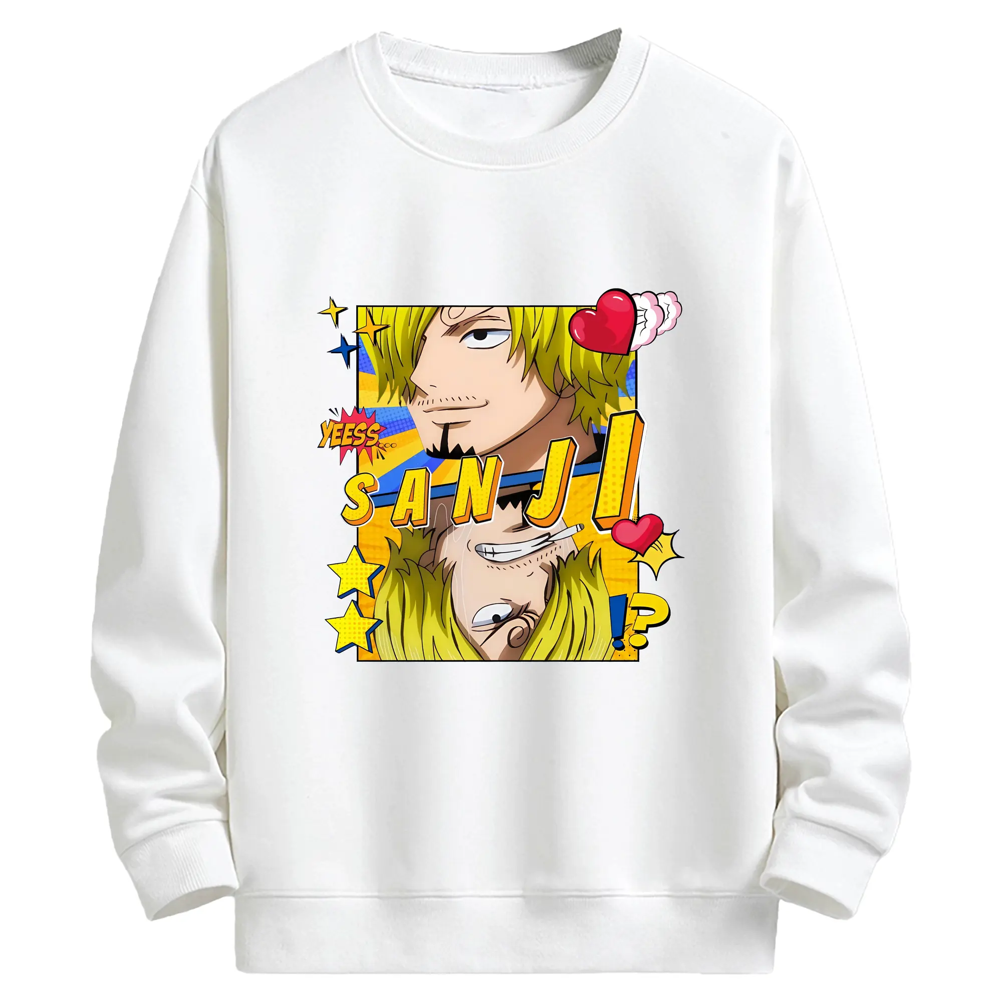 ワンピース グッズ ヴィンスモーク・サンジ - キッズ クルーネックスウェットシャツ ・ フロントプリント ・ 綿80％ ポリエステル20％ ・ 快適 通学 スポーツ 日常使い お散歩用