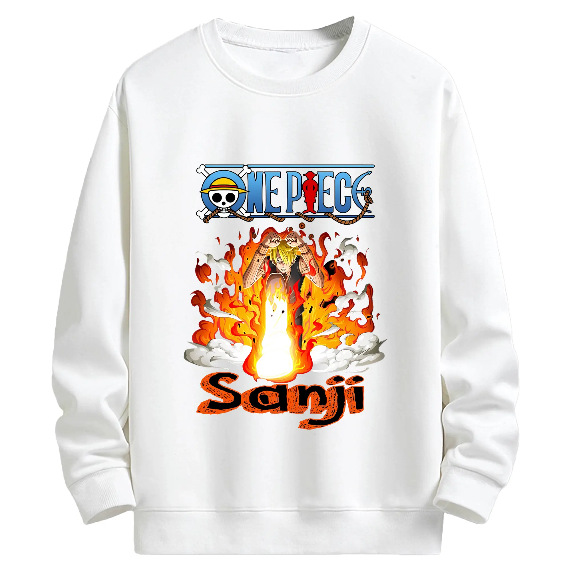 ワンピース グッズ ヴィンスモーク・サンジ - キッズ クルーネックスウェットシャツ ・ フロントプリント ・ 綿80％ ポリエステル20％ ・ 快適 通学 スポーツ 日常使い お散歩用