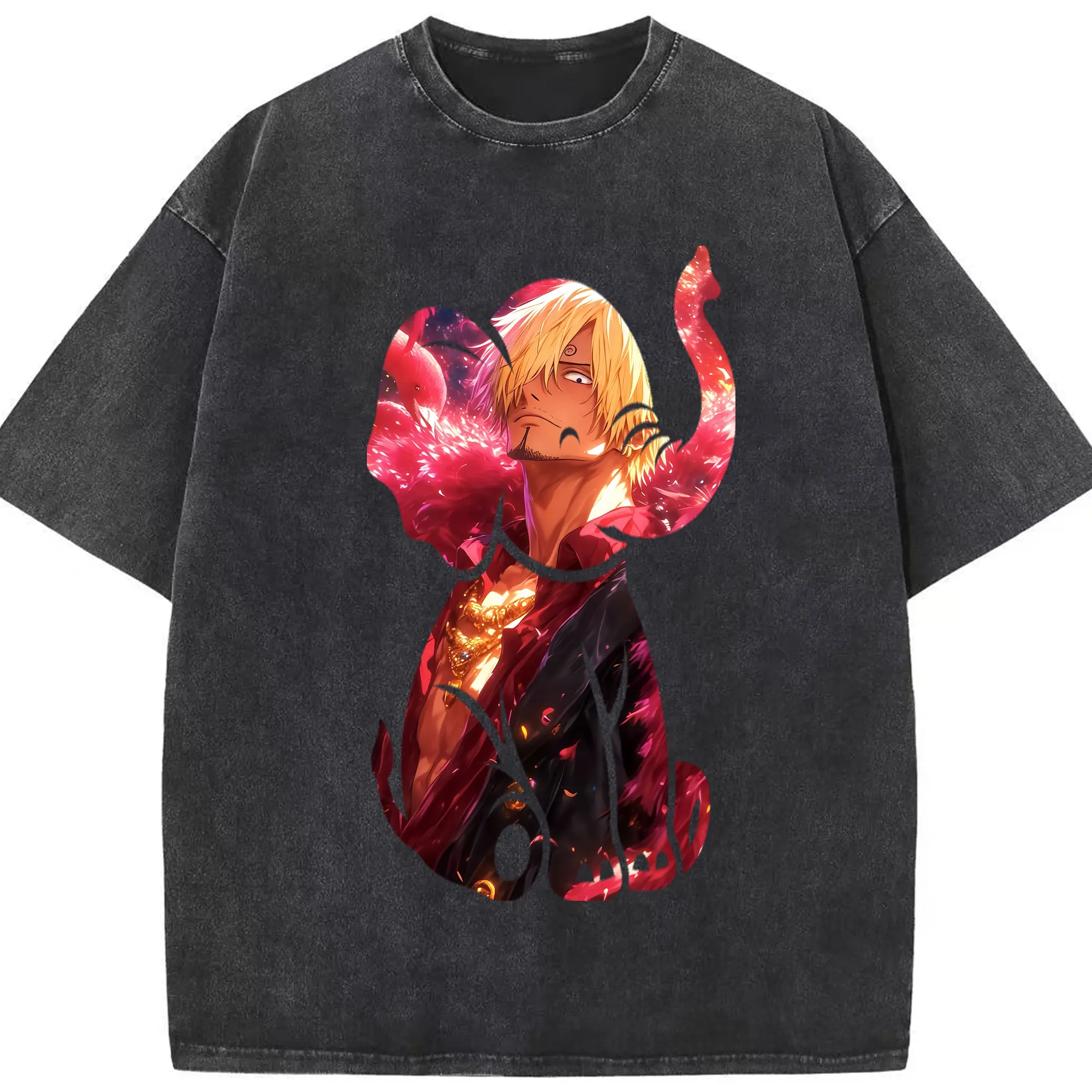 ワンピース グッズ ヴィンスモーク・サンジ - 綿100％ ヴィンテージ風 半袖Tシャツ ・ フロントプリント ・ 柔らか肌触り ・ 通気性 快適 ・ スポーツ カジュアル 外出用