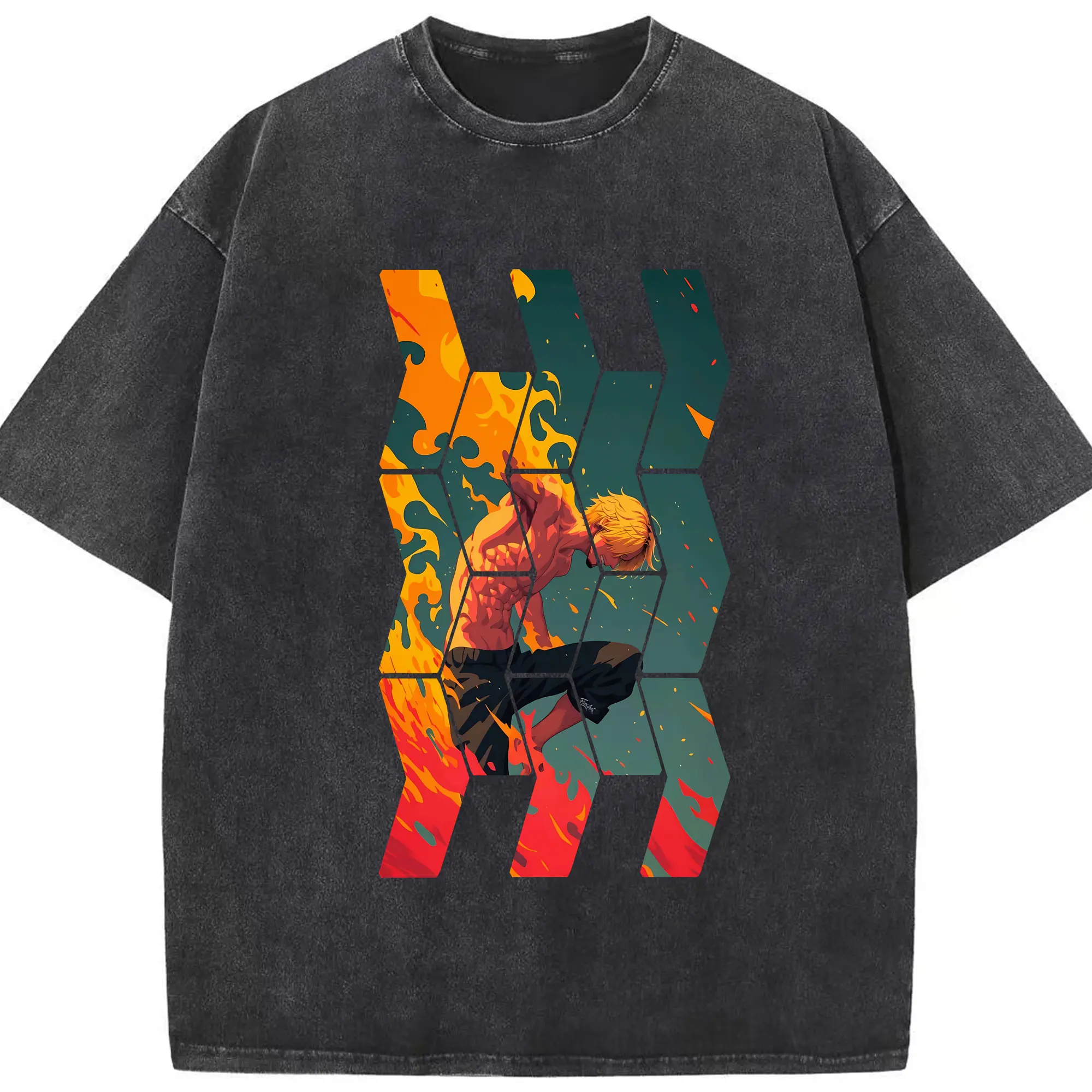 ワンピース グッズ ヴィンスモーク・サンジ - 綿100％ ヴィンテージ風 半袖Tシャツ ・ フロントプリント ・ 柔らか肌触り ・ 通気性 快適 ・ スポーツ カジュアル 外出用