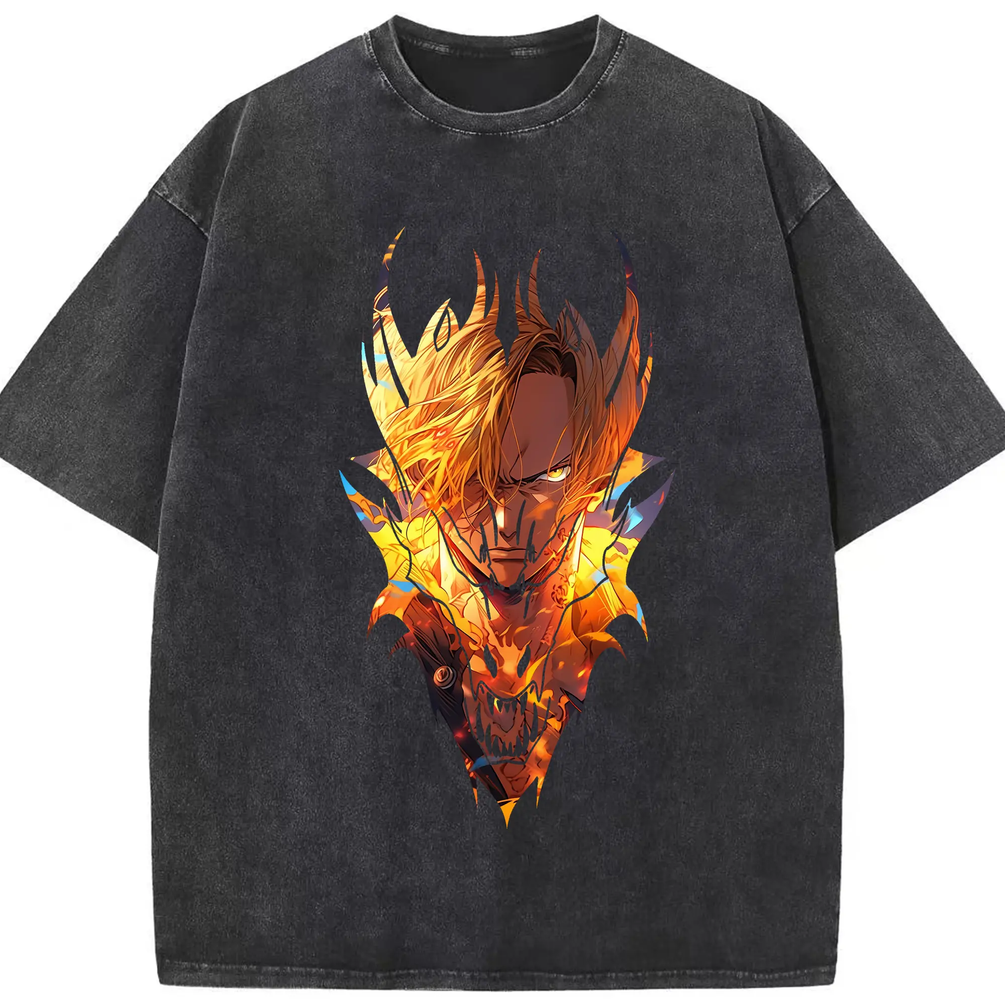 ワンピース グッズ ヴィンスモーク・サンジ - 綿100％ ヴィンテージ風 半袖Tシャツ ・ フロントプリント ・ 柔らか肌触り ・ 通気性 快適 ・ スポーツ カジュアル 外出用