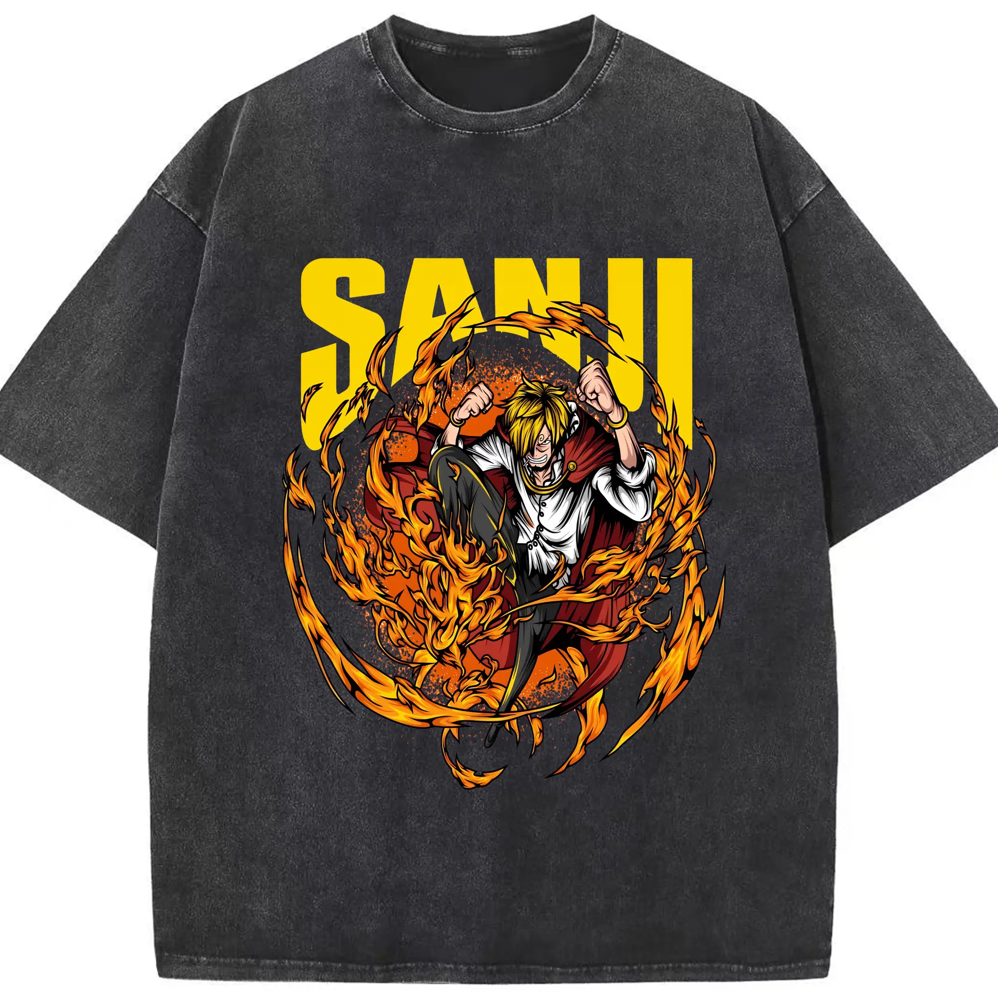 ワンピース グッズ ヴィンスモーク・サンジ - 綿100％ ヴィンテージ風 半袖Tシャツ ・ フロントプリント ・ 柔らか肌触り ・ 通気性 快適 ・ スポーツ カジュアル 外出用