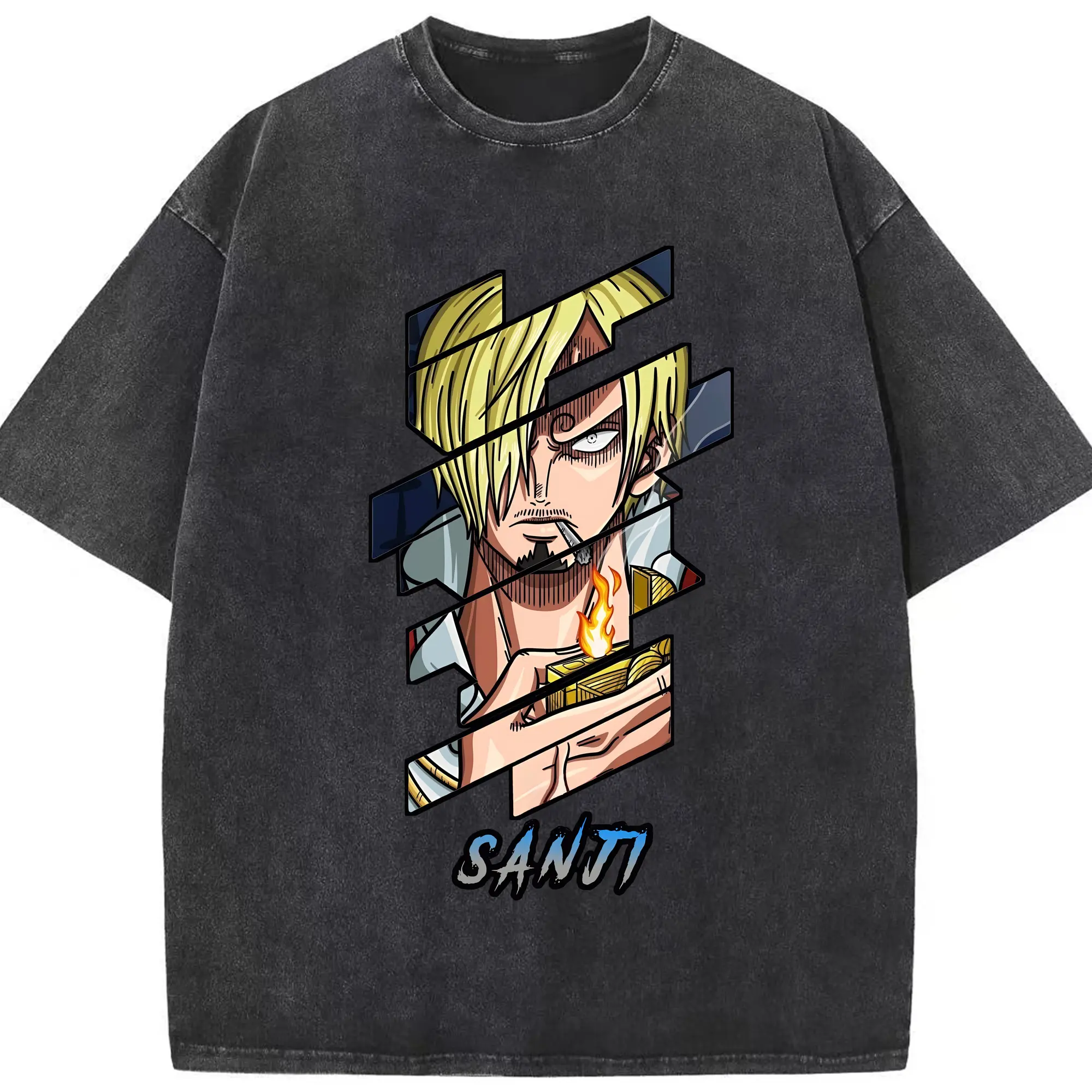 ワンピース グッズ ヴィンスモーク・サンジ - 綿100％ ヴィンテージ風 半袖Tシャツ ・ フロントプリント ・ 柔らか肌触り ・ 通気性 快適 ・ スポーツ カジュアル 外出用