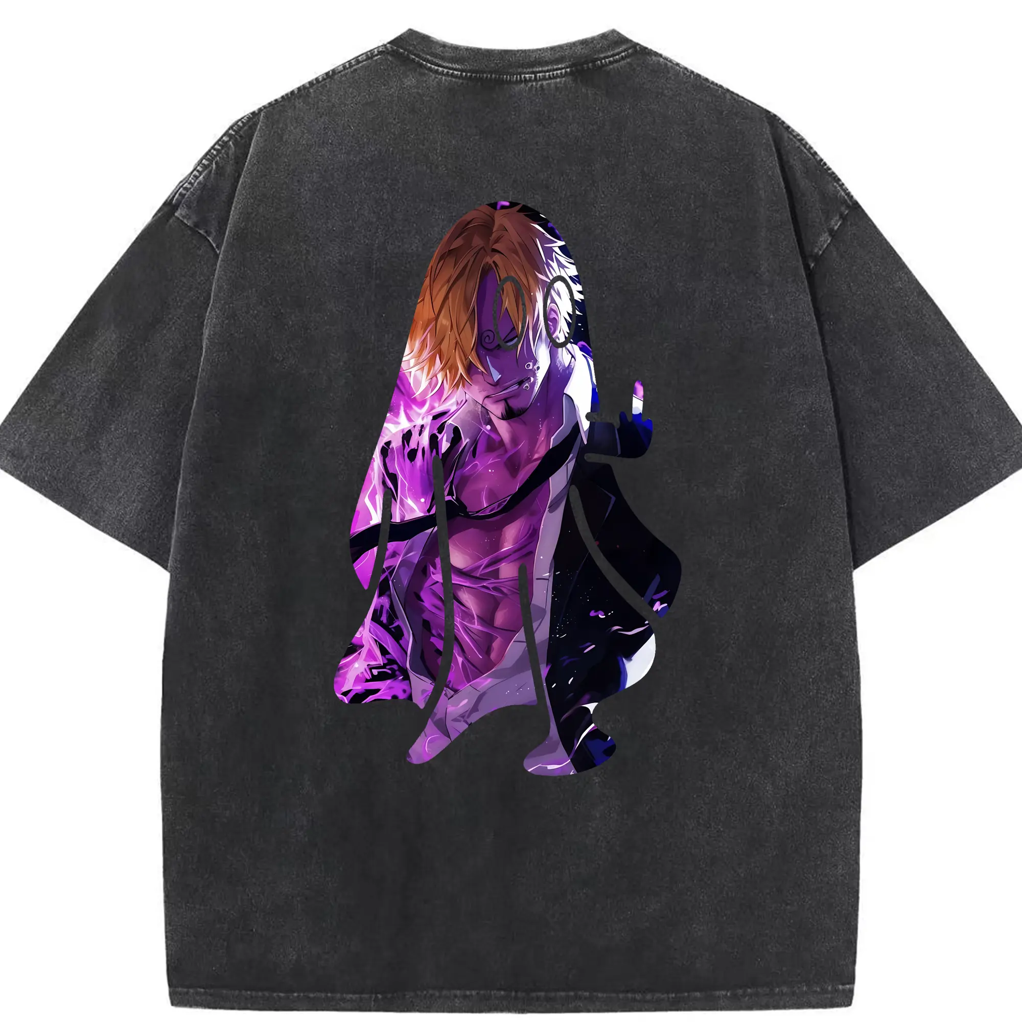 ワンピース グッズ ヴィンスモーク・サンジ - 綿100％ ヴィンテージ風 半袖Tシャツ ・ 背面プリント ・ 柔らか肌触り ・ 通気性 快適 ・ スポーツ カジュアル 外出用