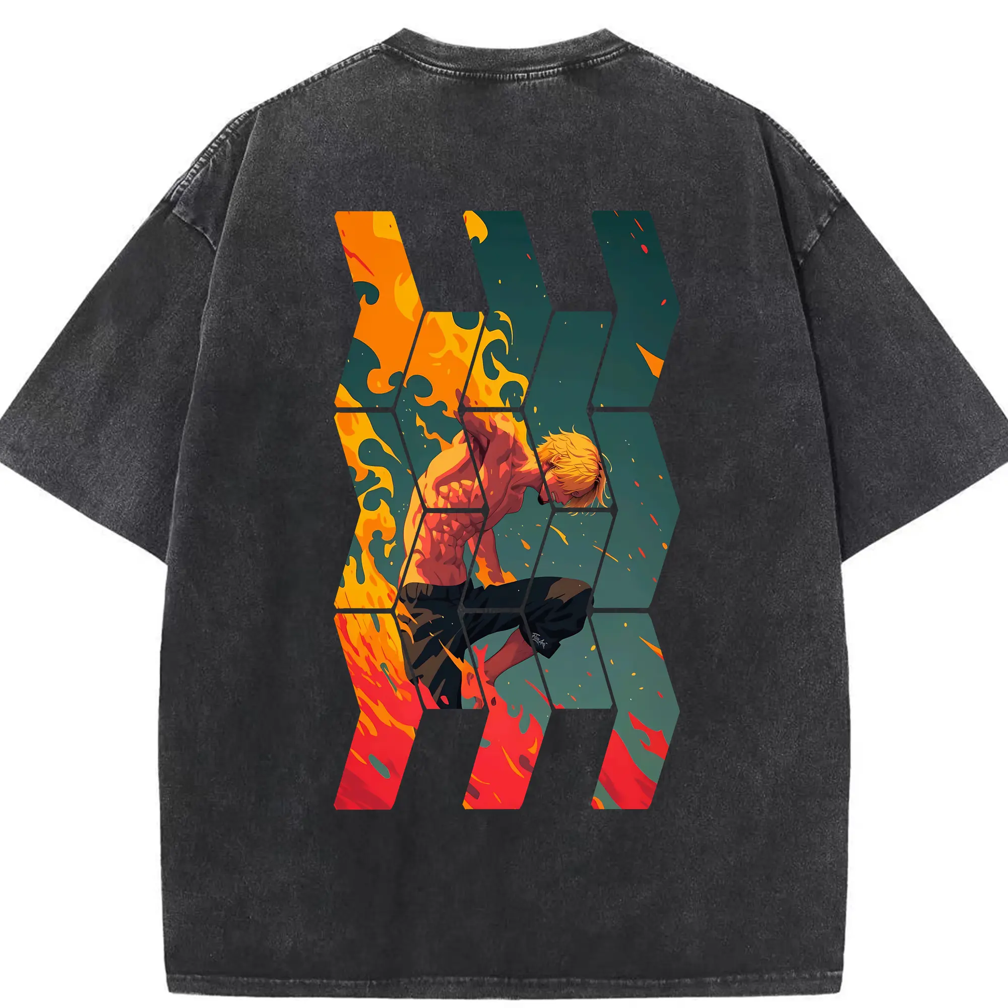 ワンピース グッズ ヴィンスモーク・サンジ - 綿100％ ヴィンテージ風 半袖Tシャツ ・ 背面プリント ・ 柔らか肌触り ・ 通気性 快適 ・ スポーツ カジュアル 外出用