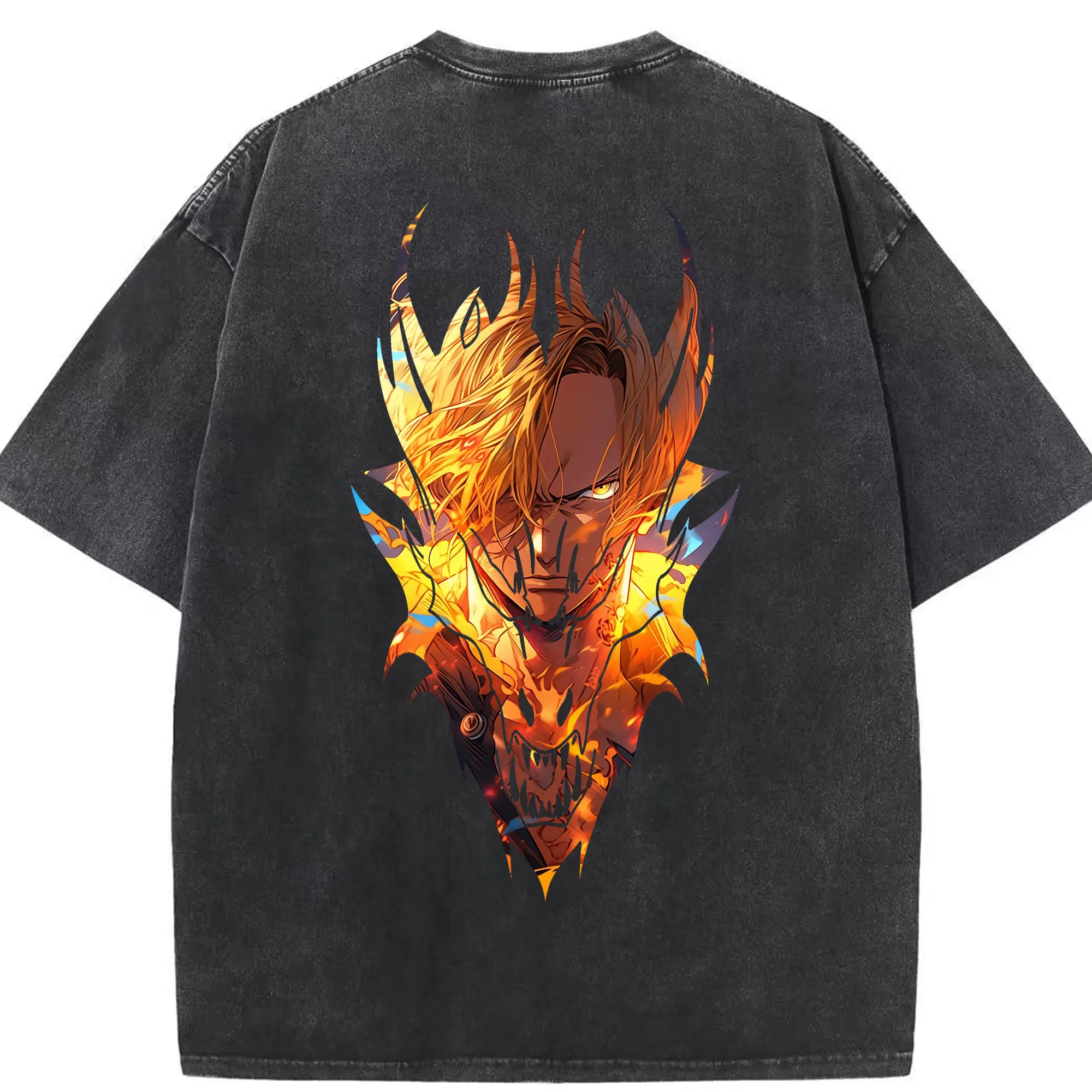 ワンピース グッズ ヴィンスモーク・サンジ - 綿100％ ヴィンテージ風 半袖Tシャツ ・ 背面プリント ・ 柔らか肌触り ・ 通気性 快適 ・ スポーツ カジュアル 外出用